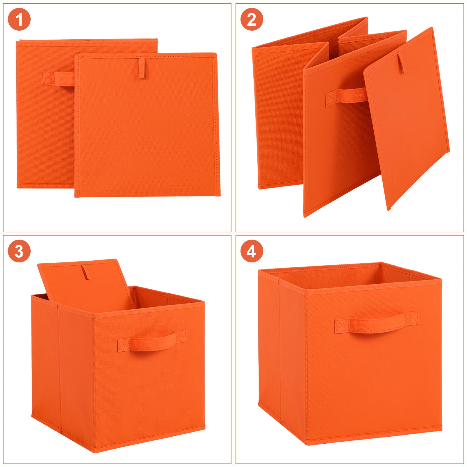 Fabric Storage Bins 6 Pack Fun Colored Durable Storage Cubes with Fabric Handles Foldable Cube Baskets for Home (6 Count)