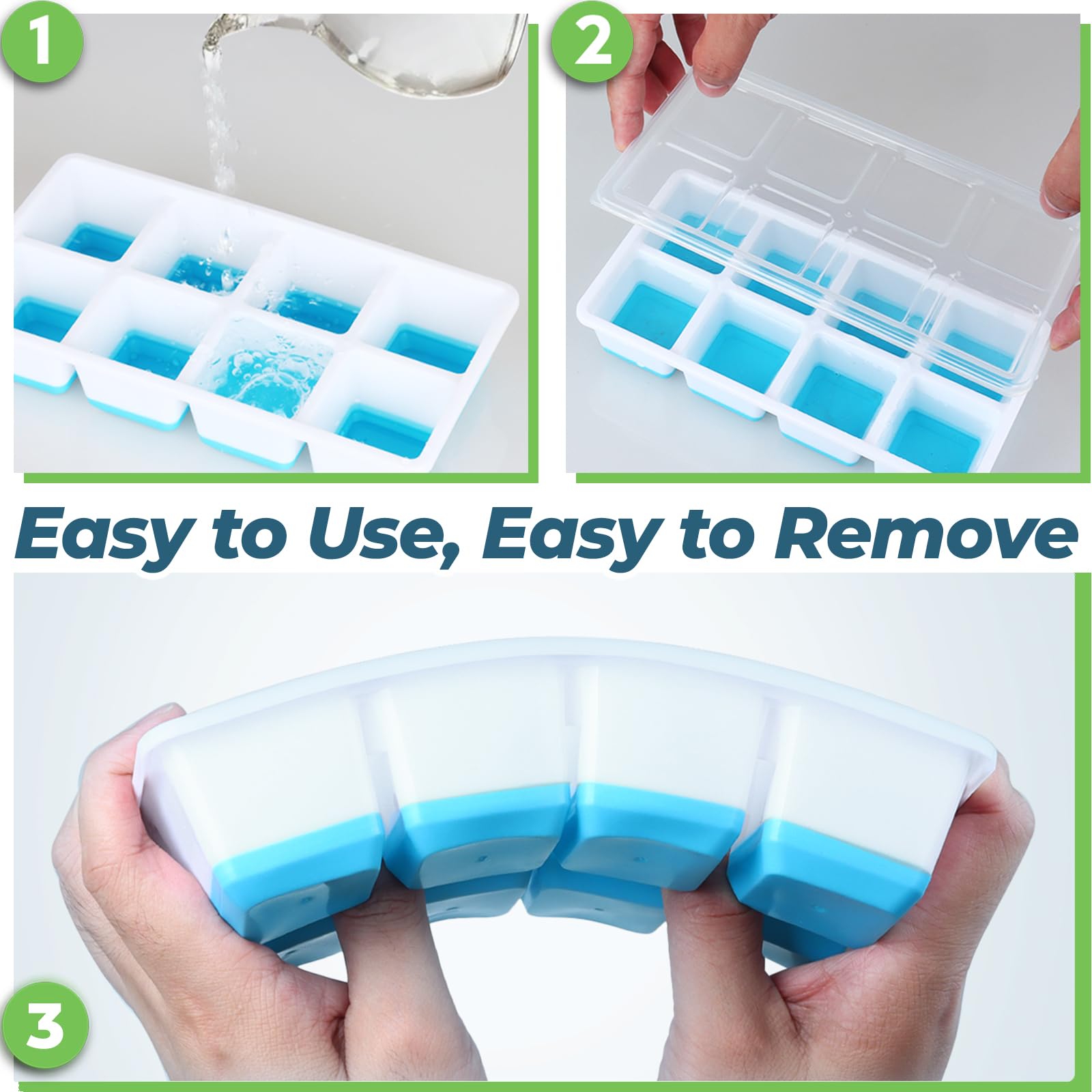 Large Ice Cube Trays with Lid (2 Count)