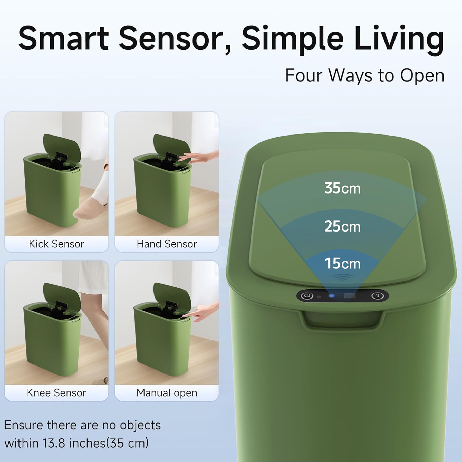 Automatic Motion Sensor Bathroom Trash Can with Lid