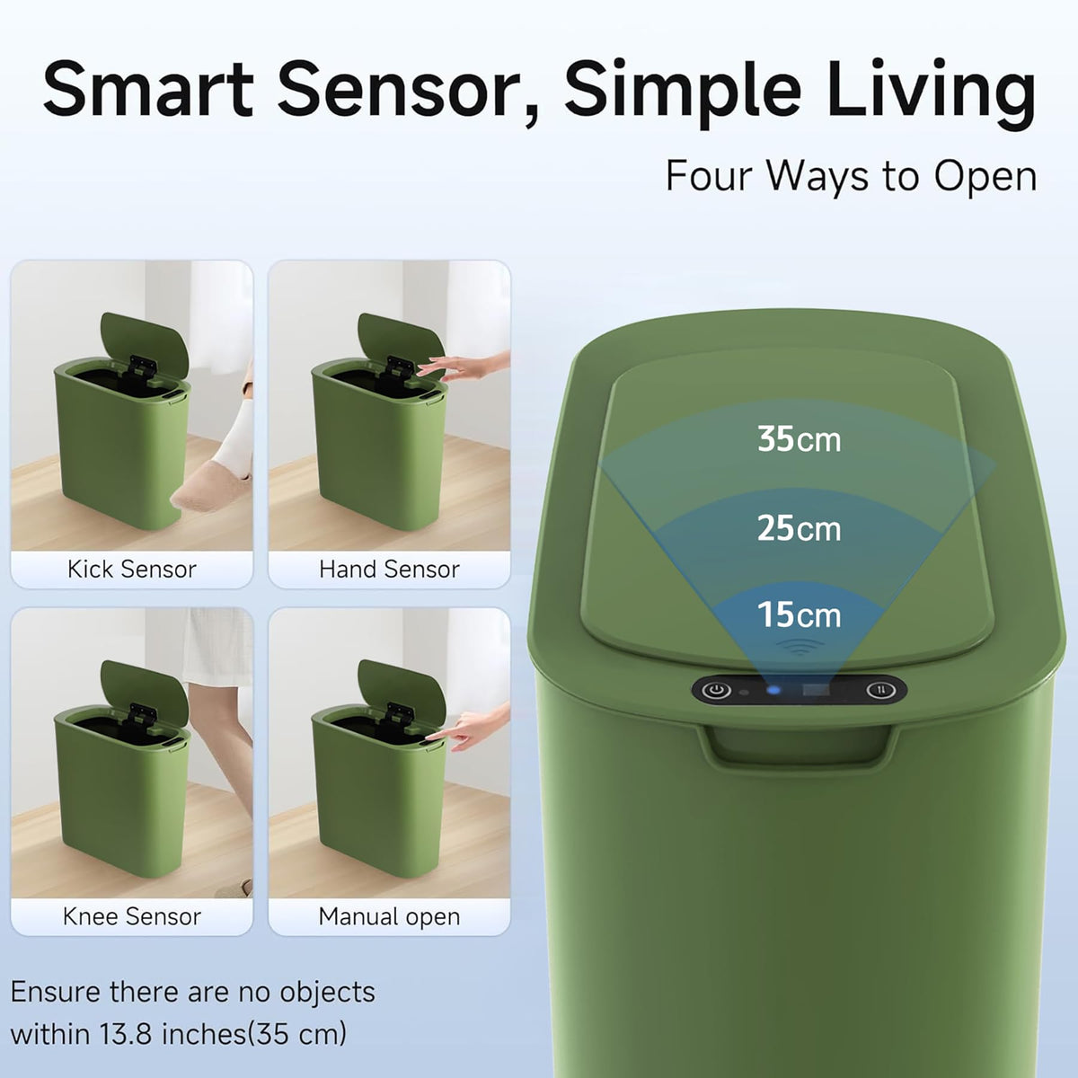 Automatic Motion Sensor Bathroom Trash Can with Lid