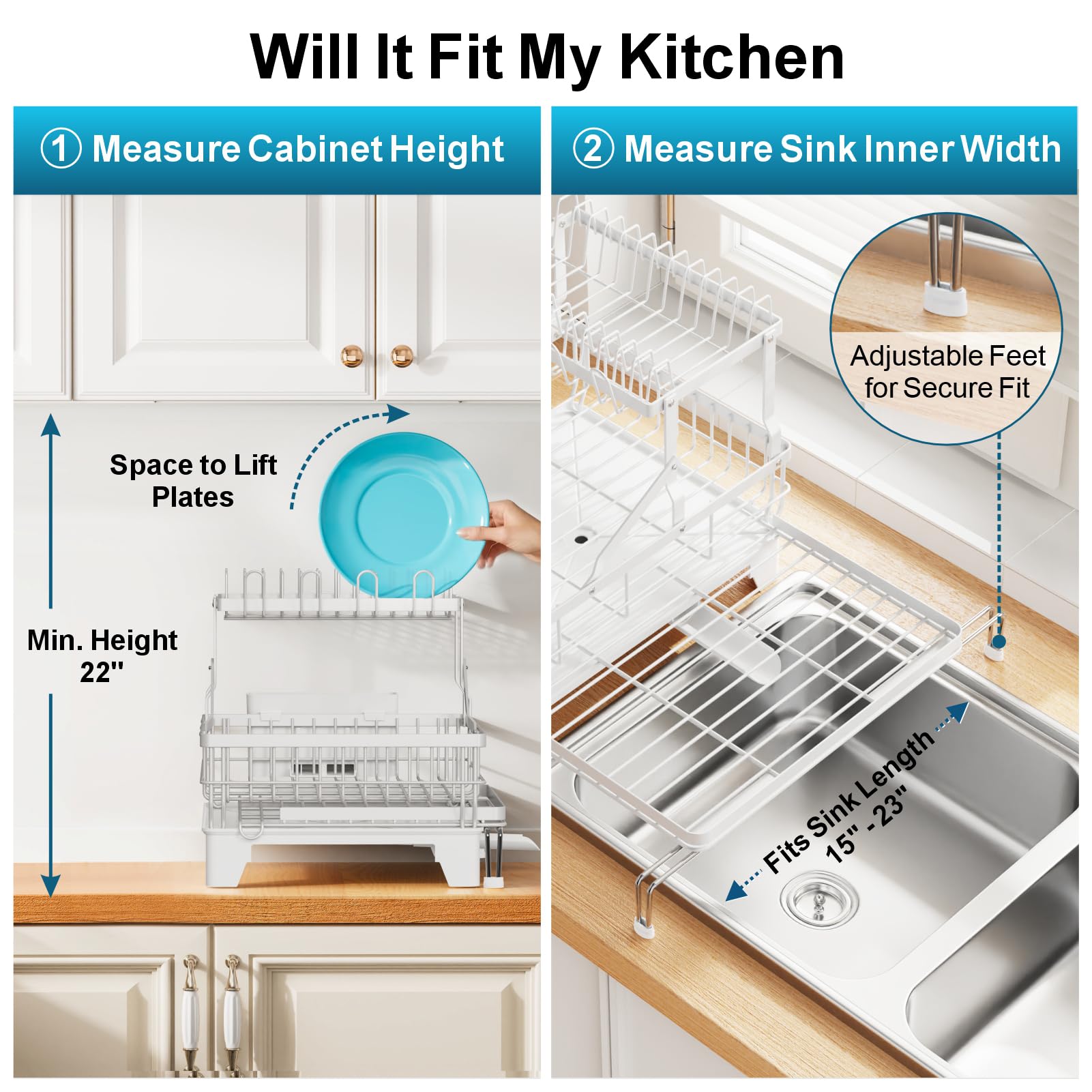 Large Expandable 2 Tier Dish Drying Rack
