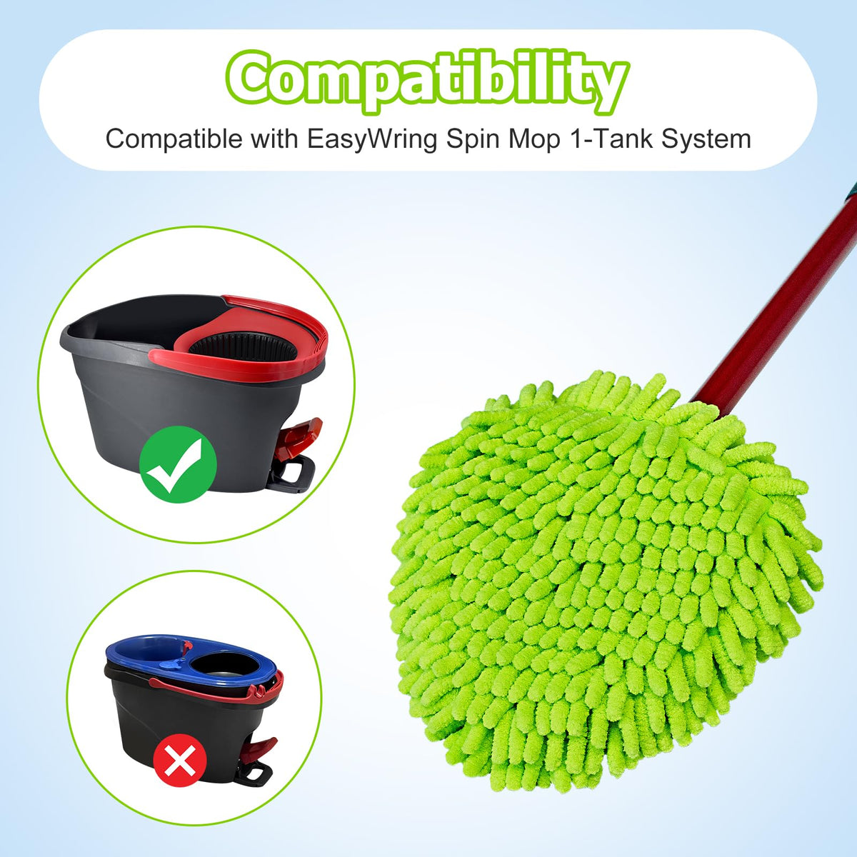 Mop Replace Heads for Ocedar Mop Heads Replacements Easywring 1 (2 Count)