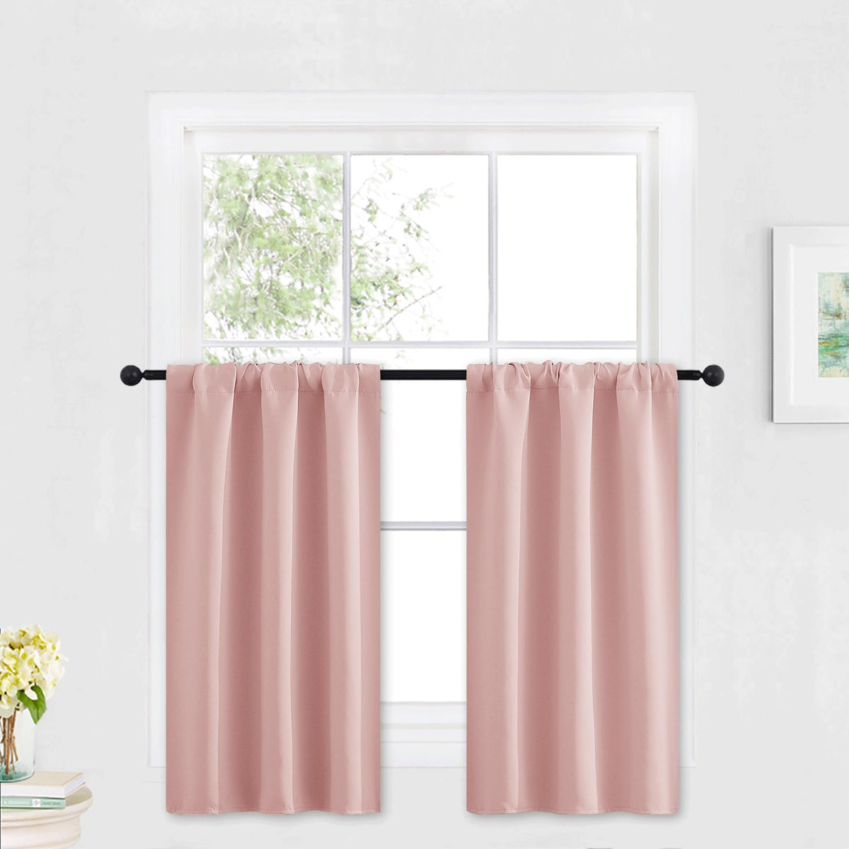 Kitchen Blackout Curtains Over Sink 36 inch Length (2 Count)