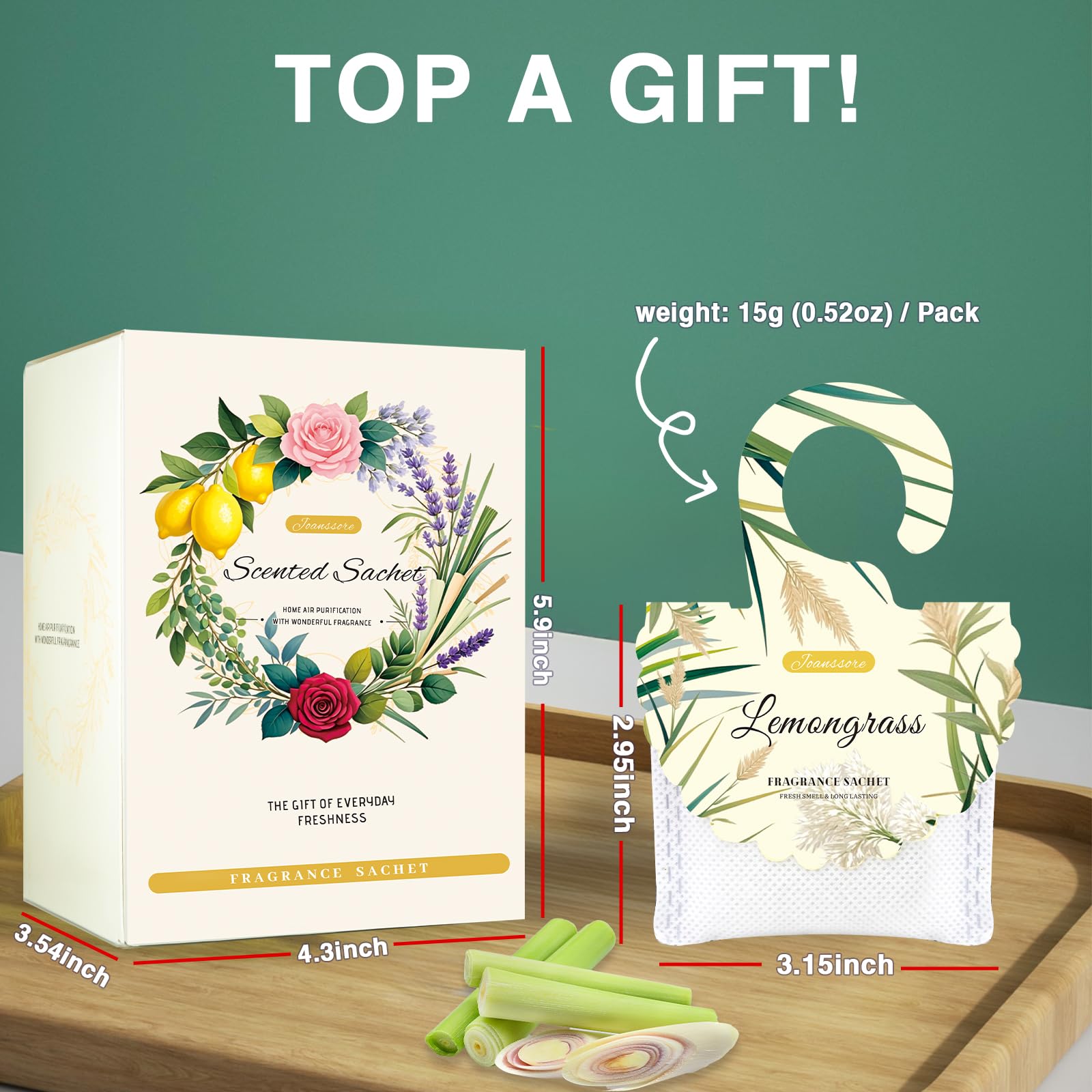 15 Packs Lemongrass Scented Sachets for Drawers and Closets (7.93 Ounce)
