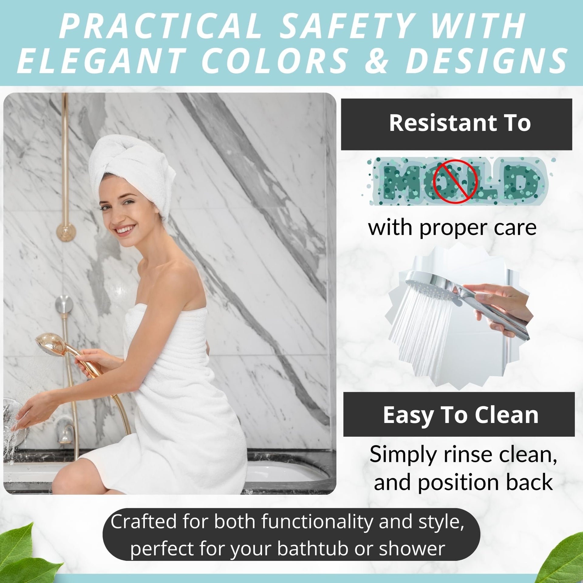 Non Slip Bath & Shower Mat 40x16 Extra Long