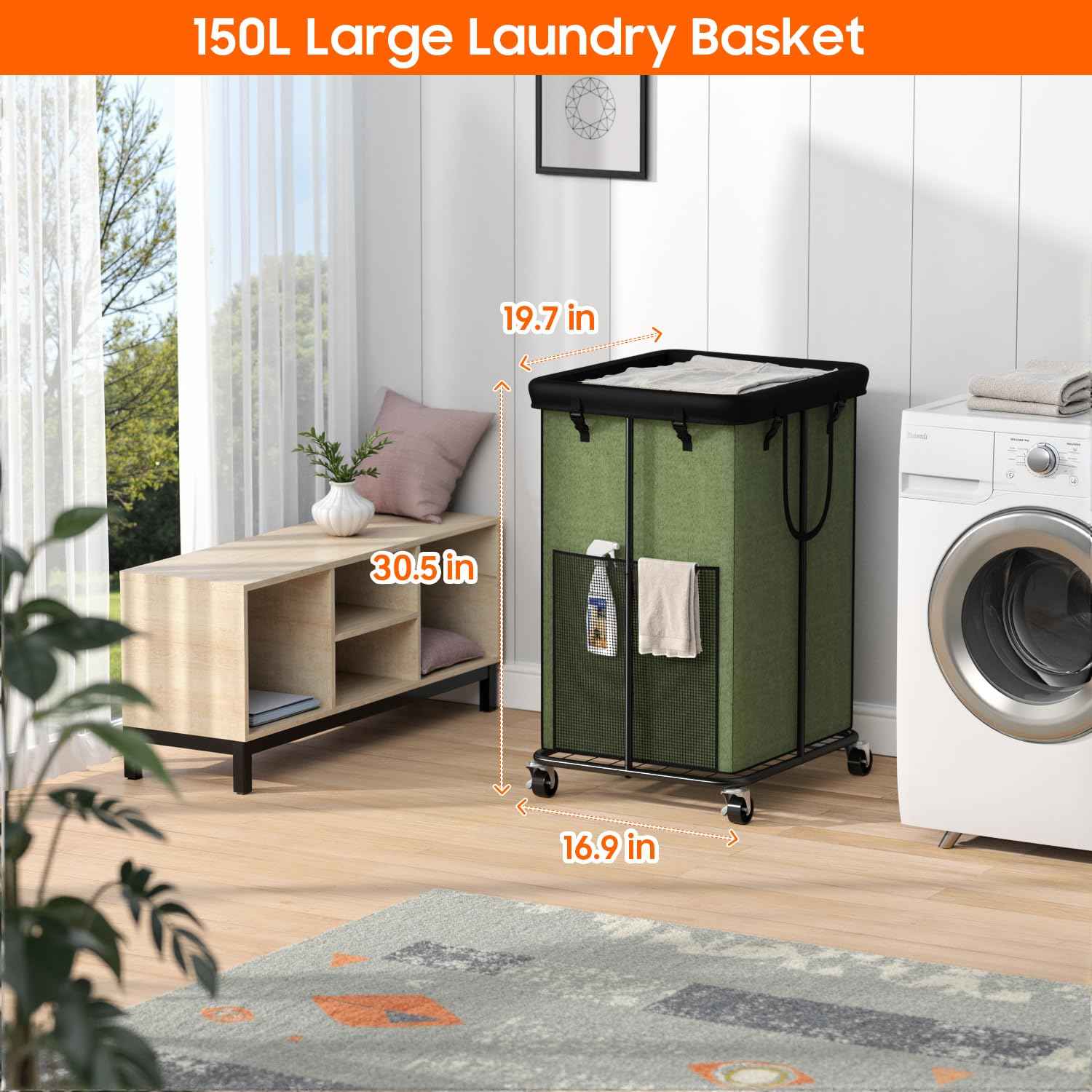 Laundry Hamper with Wheels (99.68 Ounce)