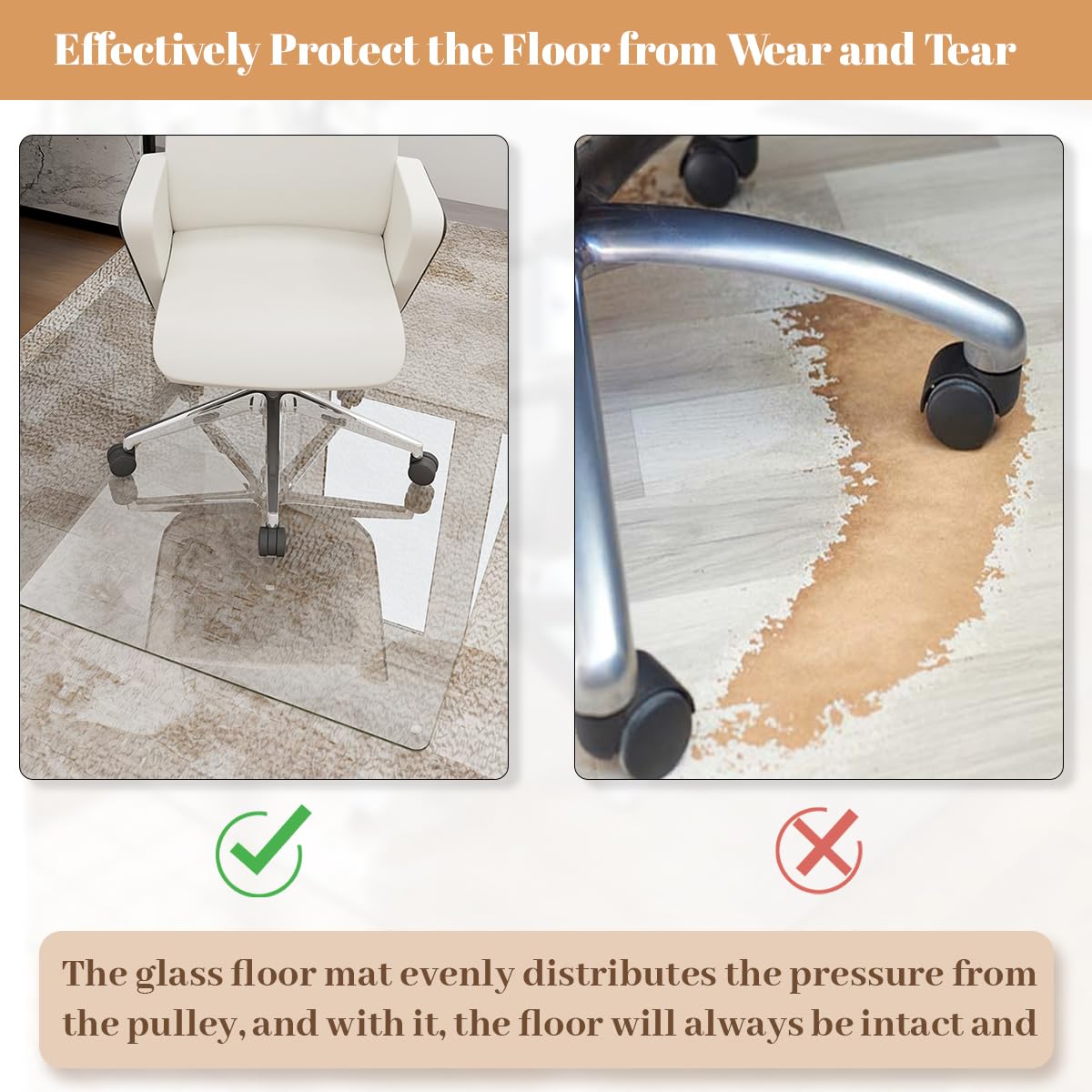 Tempered Glass Floor Mat for Office Chair