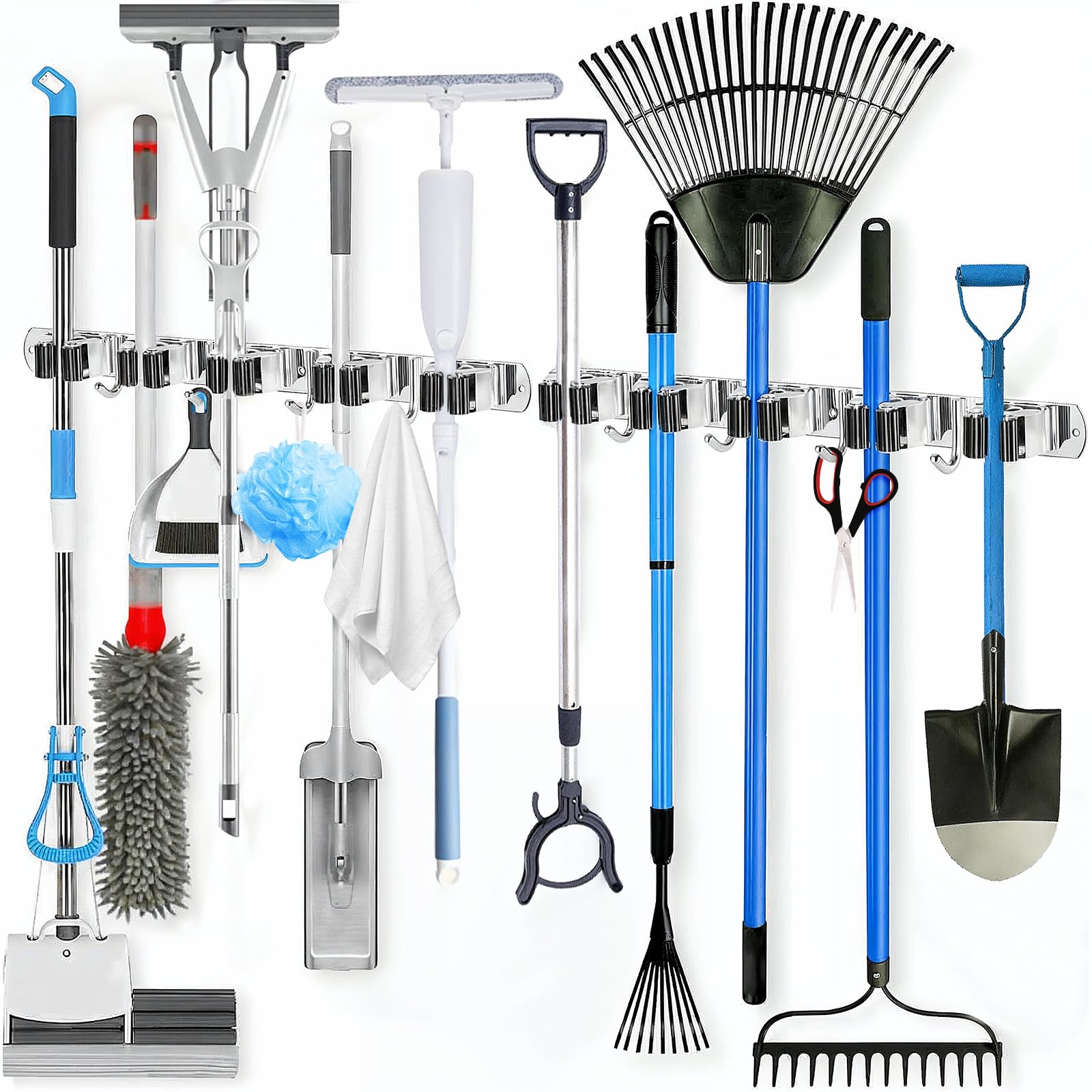 2 Pack Heavy Duty Wall Mount Broom Holder (2 Count)