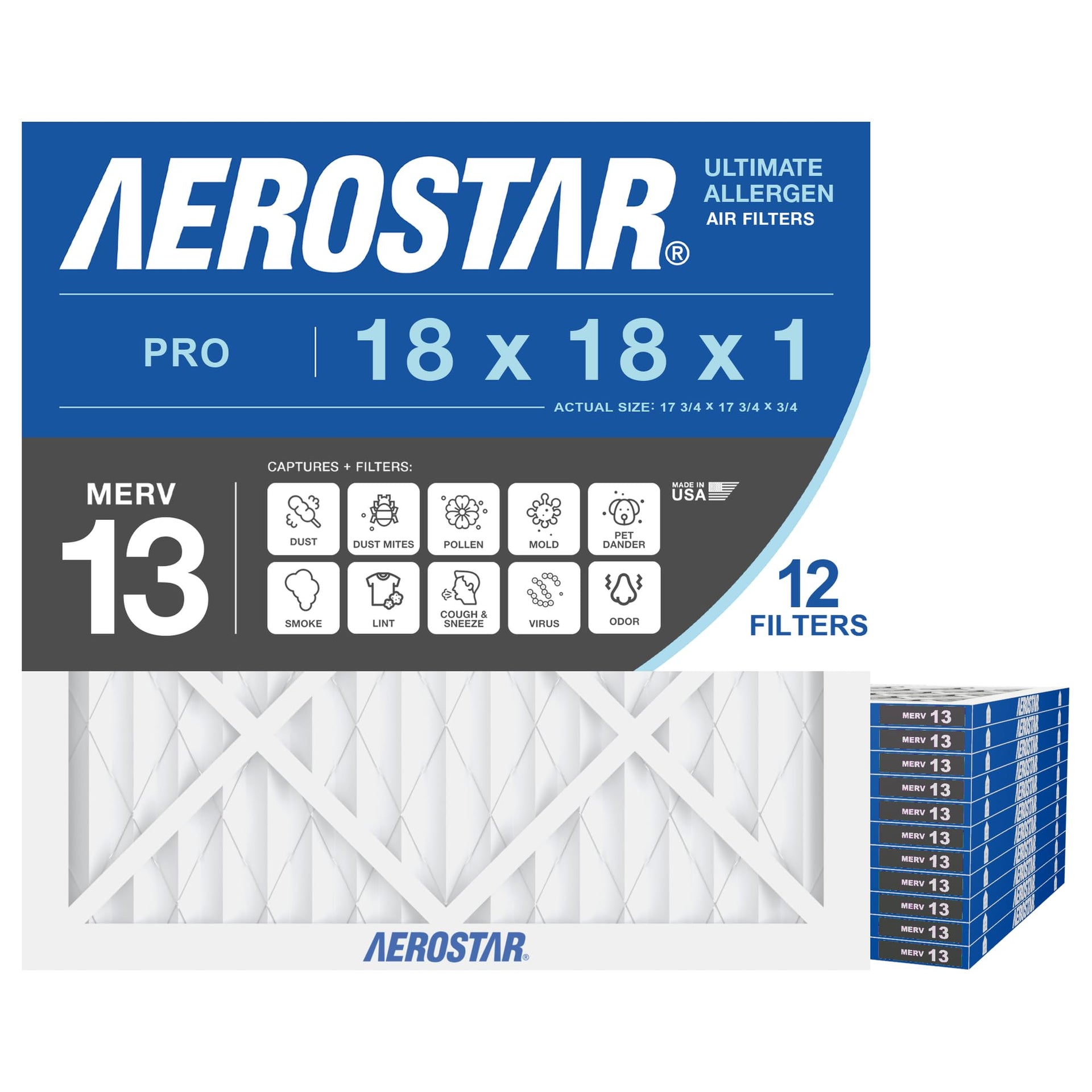 Air Filter 18x18x1 MERV 13 AC Filter (12 Count)