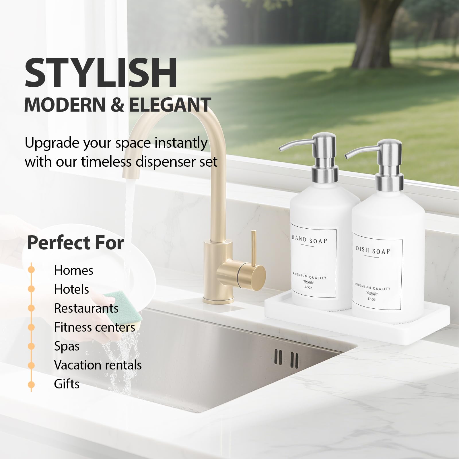 White Glass Soap Dispenser for Kitchen (2 Count)