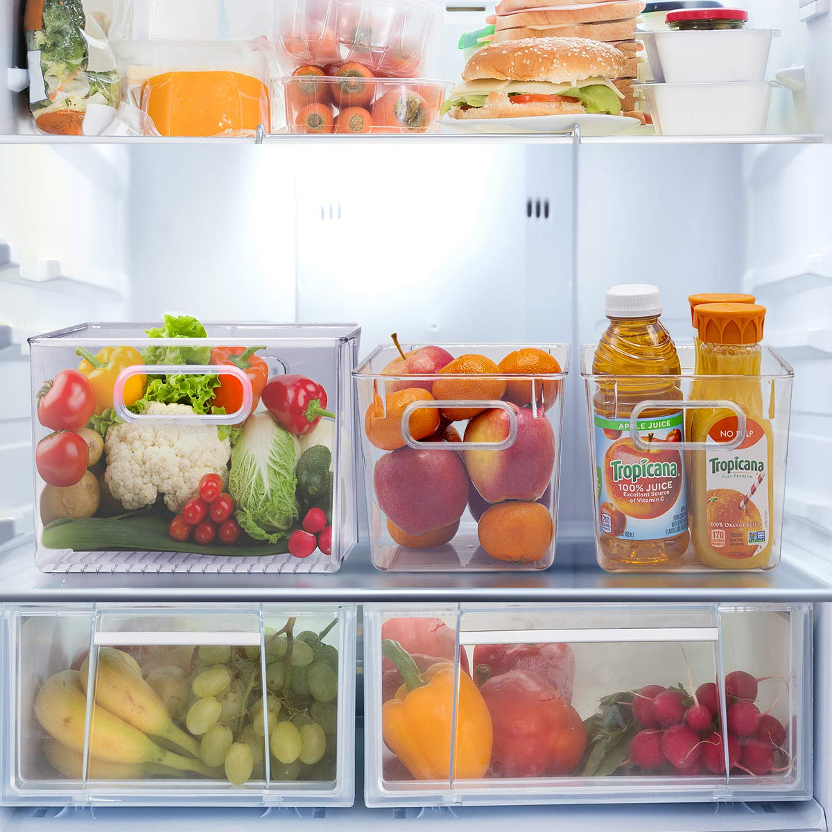 2 Pack Medium Clear Plastic Storage Bins