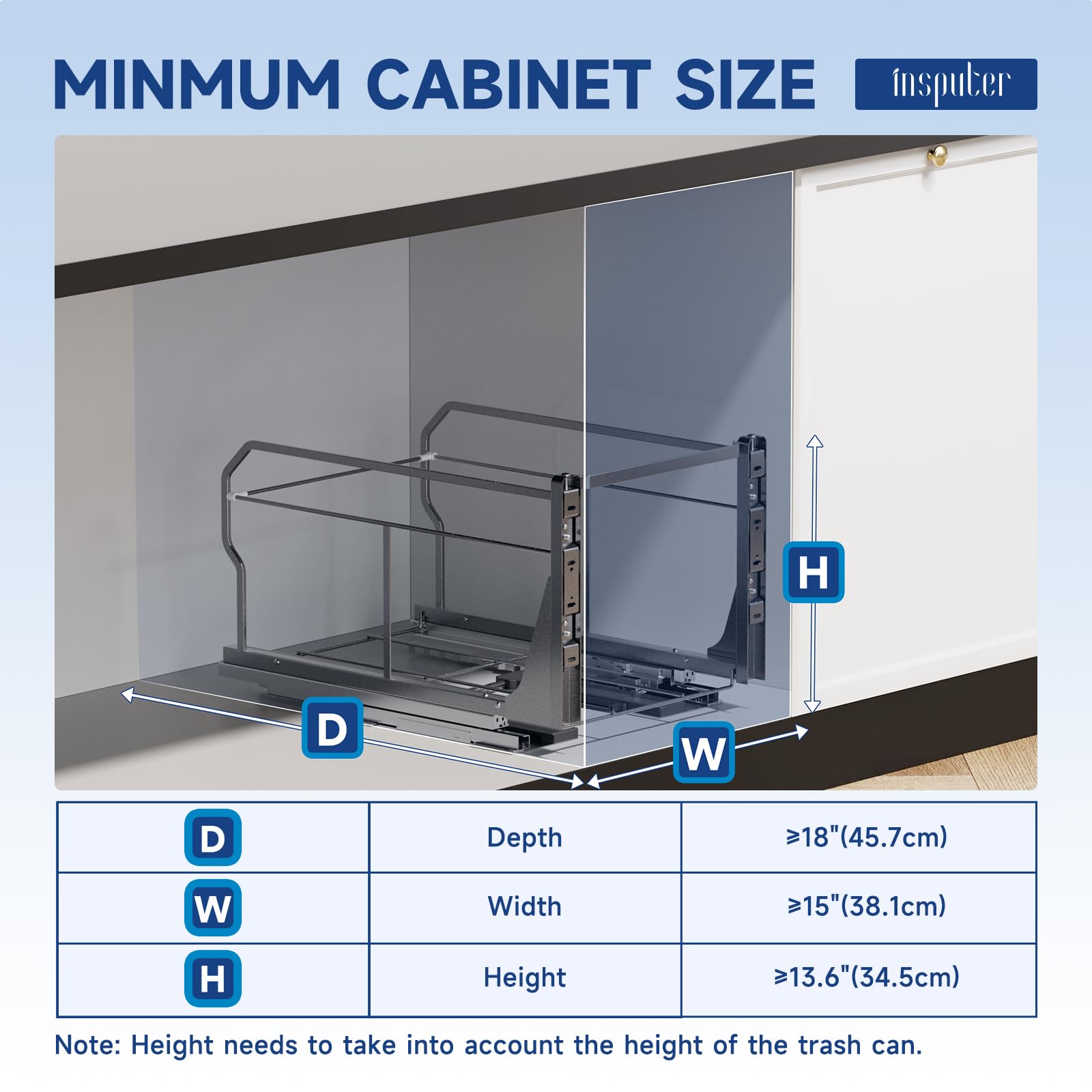Pull Out Trash Can Under Cabinet with Push to Open Slide