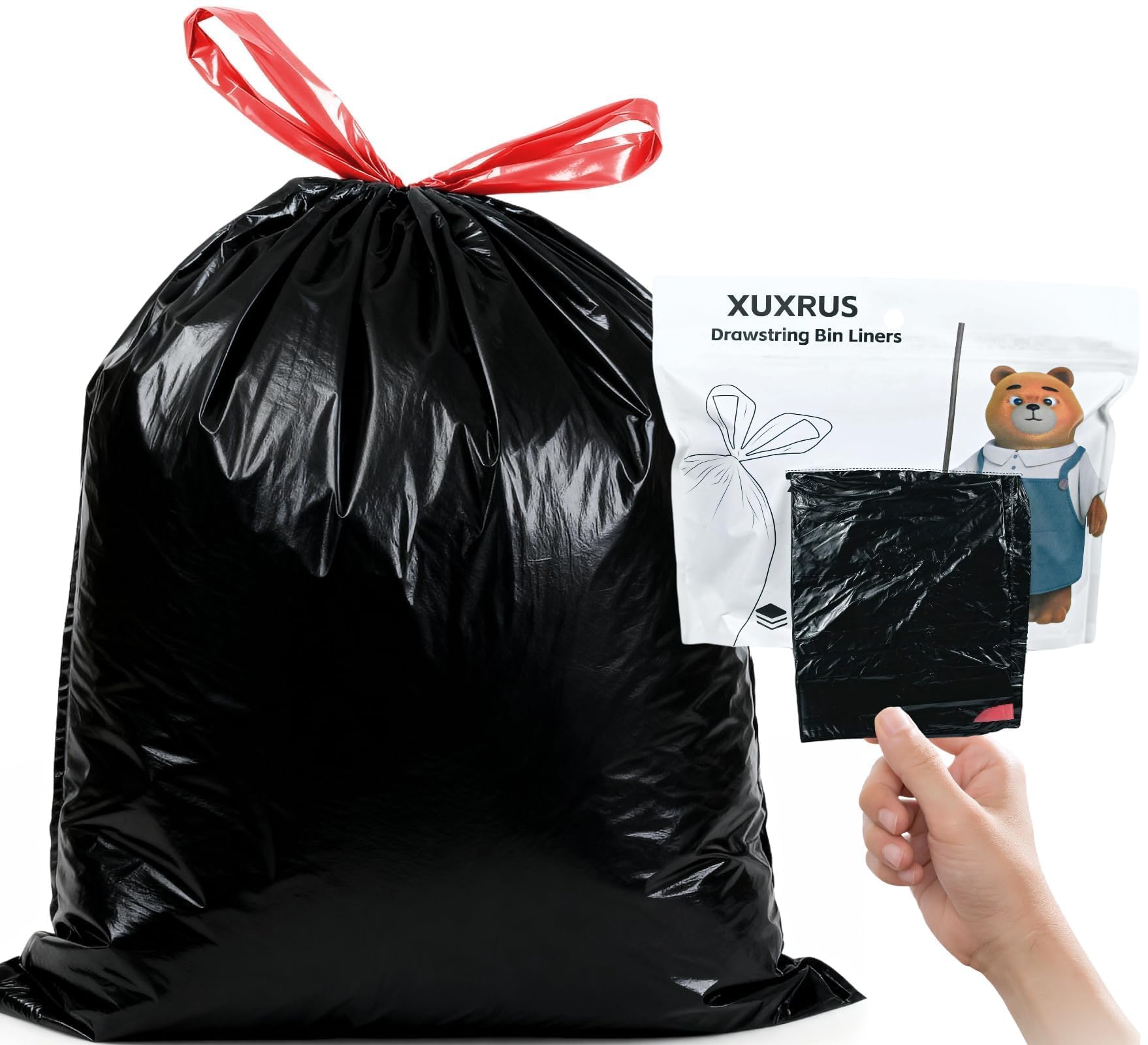 2.6 Gallon Black Bathroom Trash Bags Drawstring (60 Count)