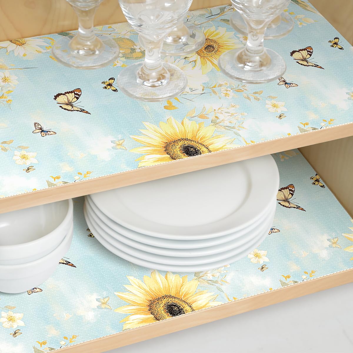 Floral Shelf Liner Non Adhesive Kitchen Drawer Liner 12in x 10ft (14.172 Sq Ft)