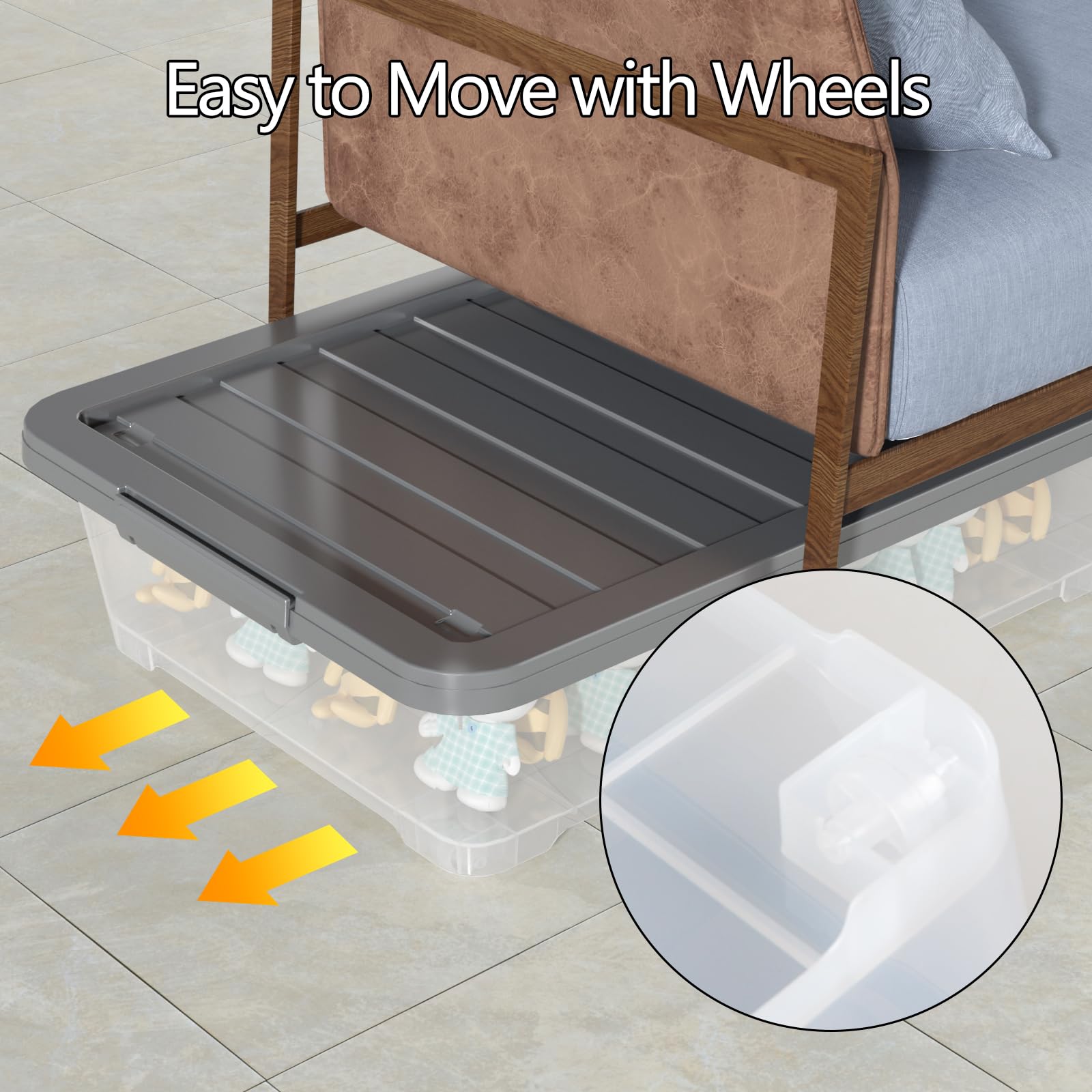 3 Packs Large Clear Wheeled Latching Box (3 Count)