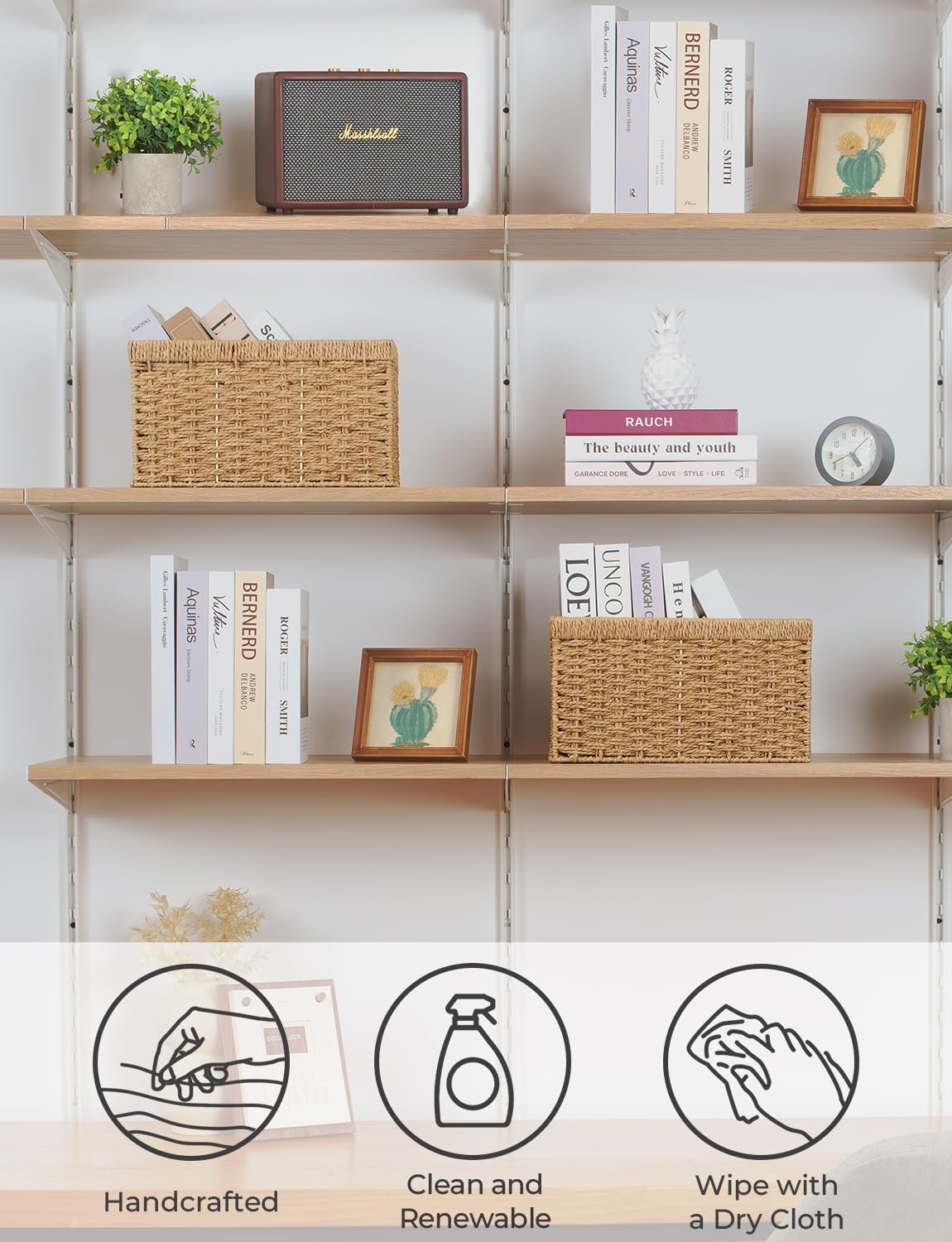 Wicker Storage Baskets for Shelves (2 Count)