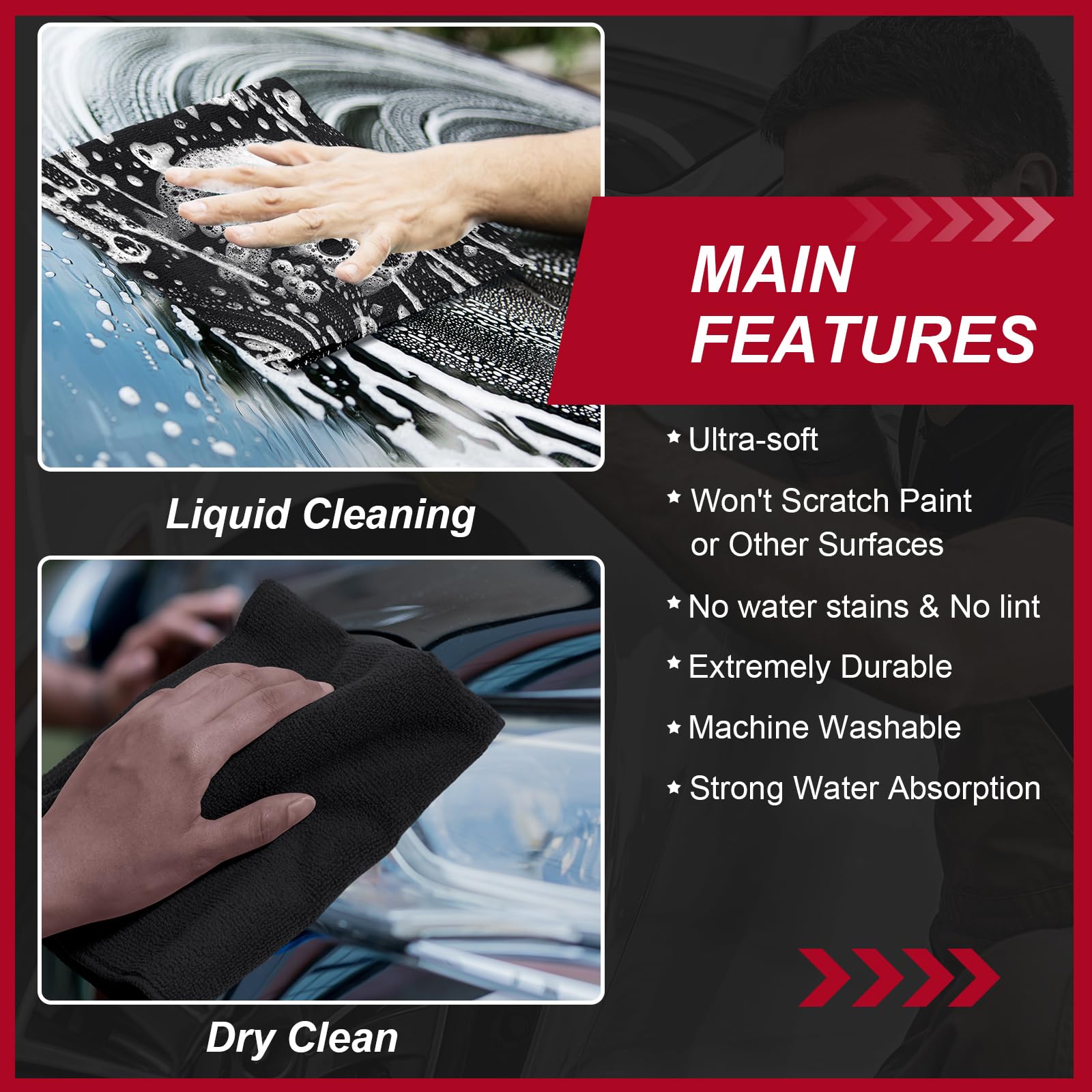 200 Pcs Microfiber Cleaning Cloth 16x16 Inch Microfiber Towels for Car Ultra Absorbent Cleaning Rags Reusable Lint Free Streak Free Detailing Towel for Car Washing Drying Dusting (200 Count)