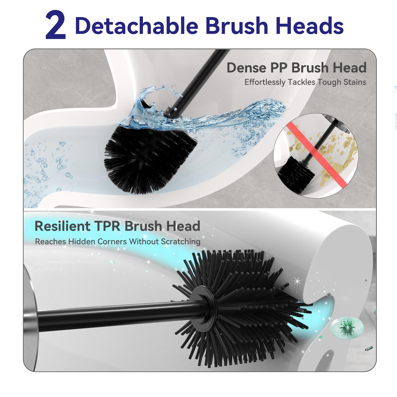 Stainless Steel Toilet Bowl Brush and Holder for Bathroom