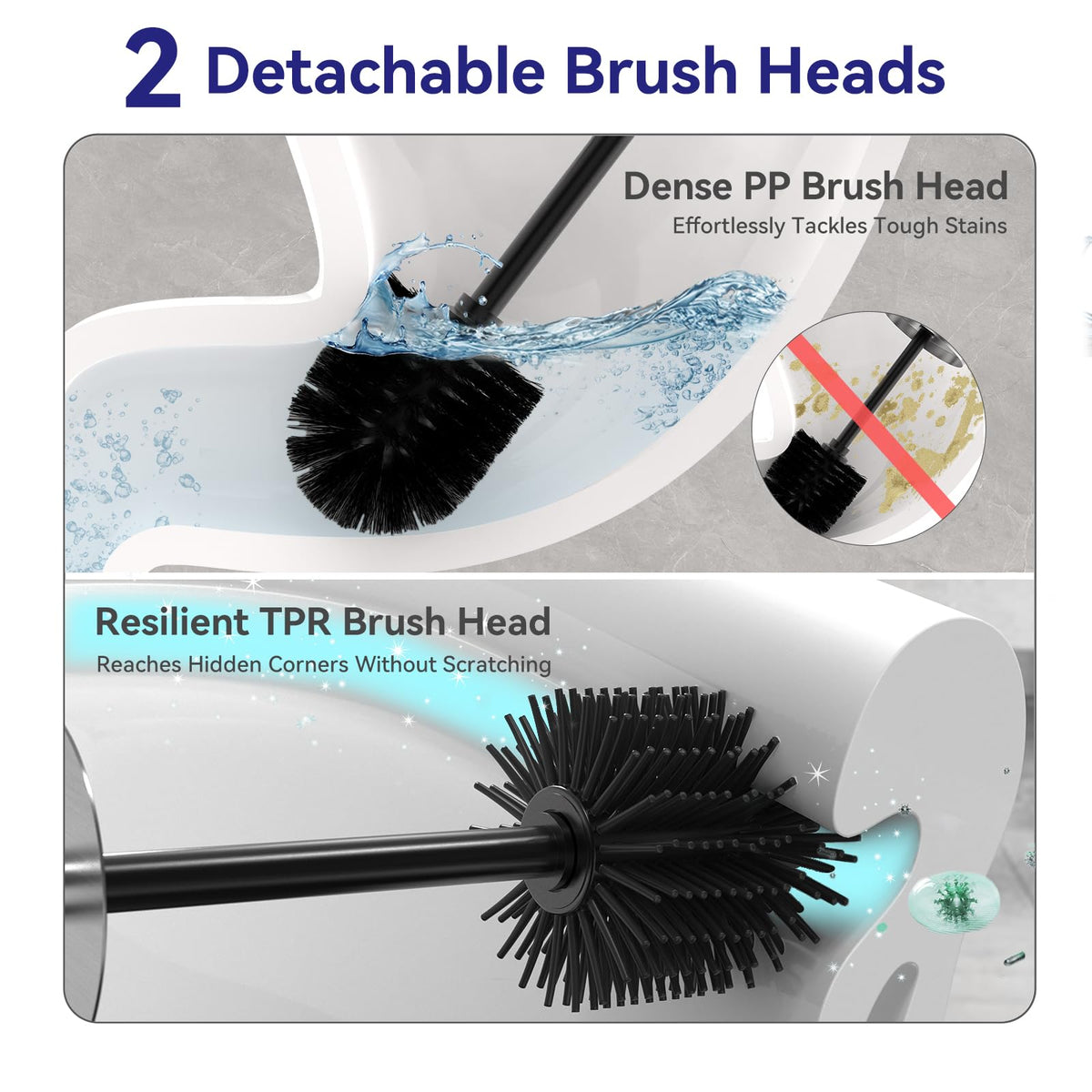 Stainless Steel Toilet Bowl Brush and Holder for Bathroom