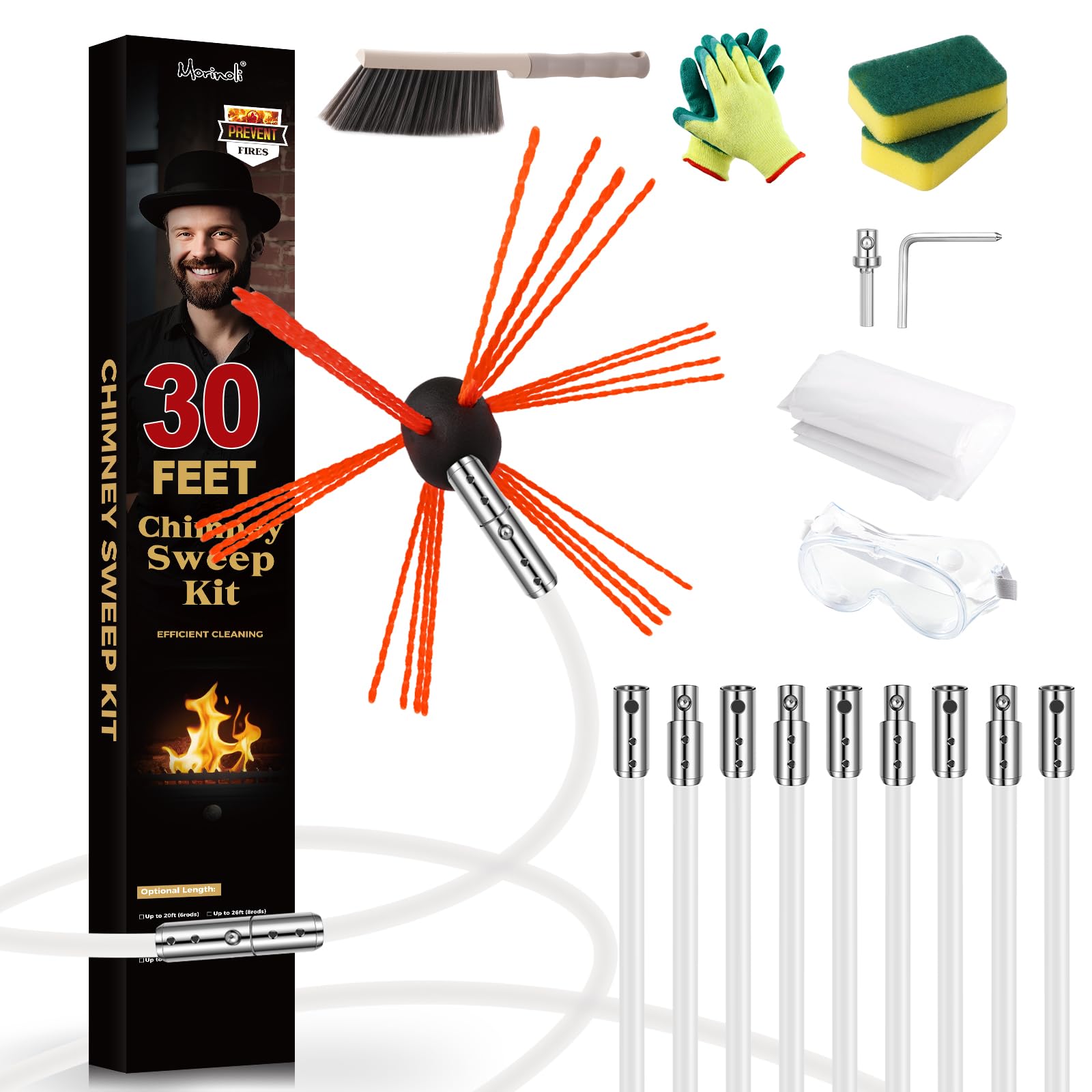 30 Feet Chimney Sweep Kit
