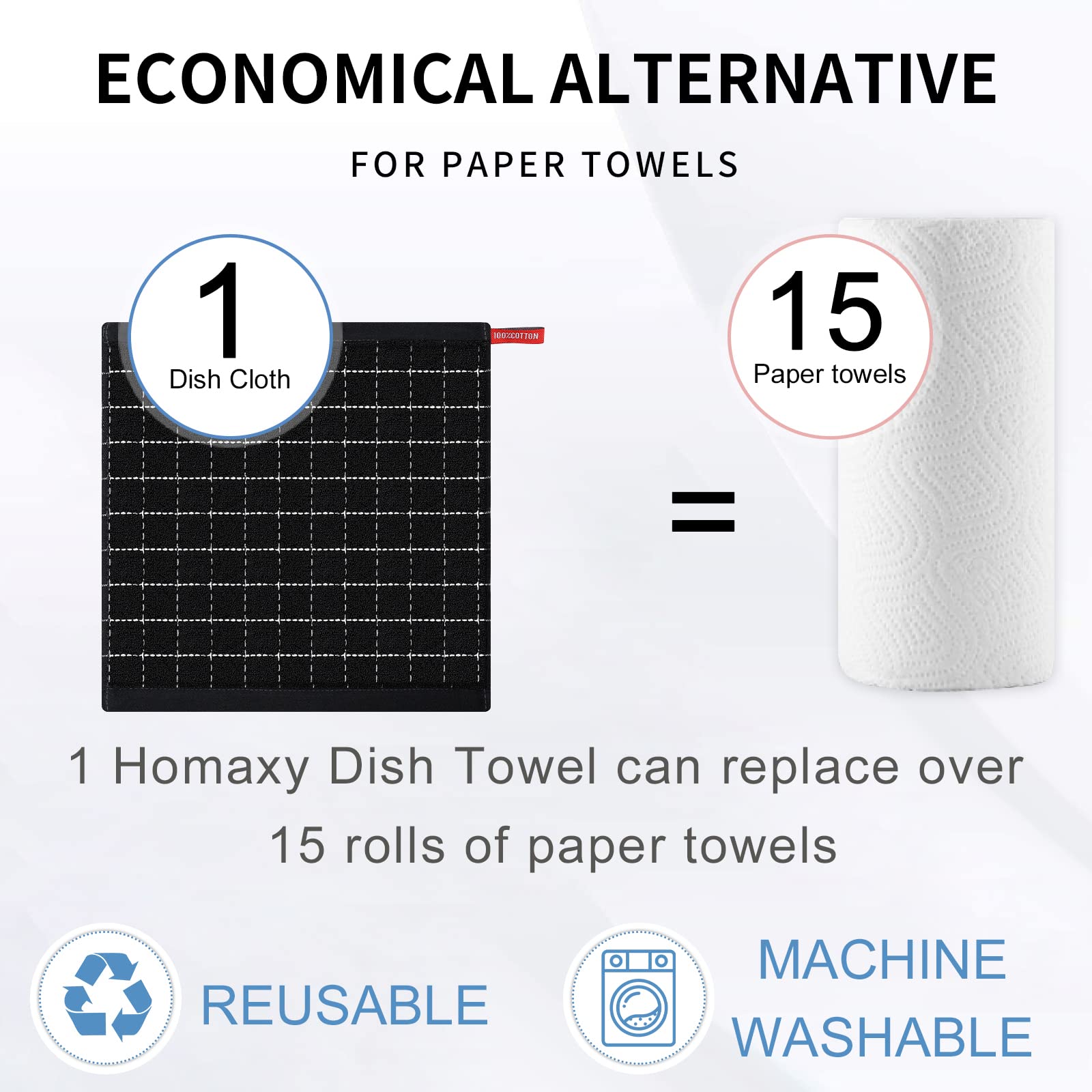 100% Cotton Terry Kitchen Dish Cloths (6 Count)