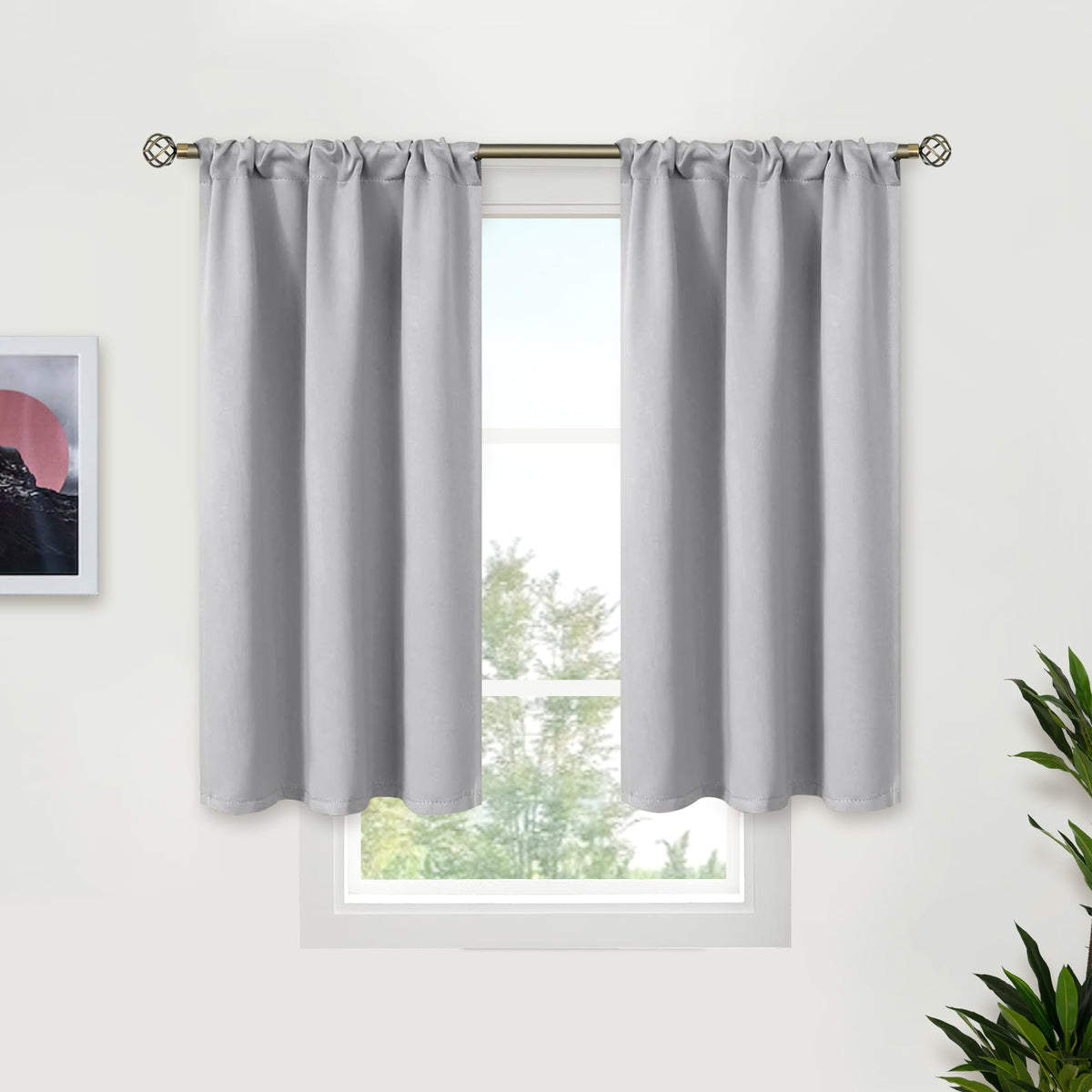 Short Blackout Curtains 45 Inch Length for Kitchen Window