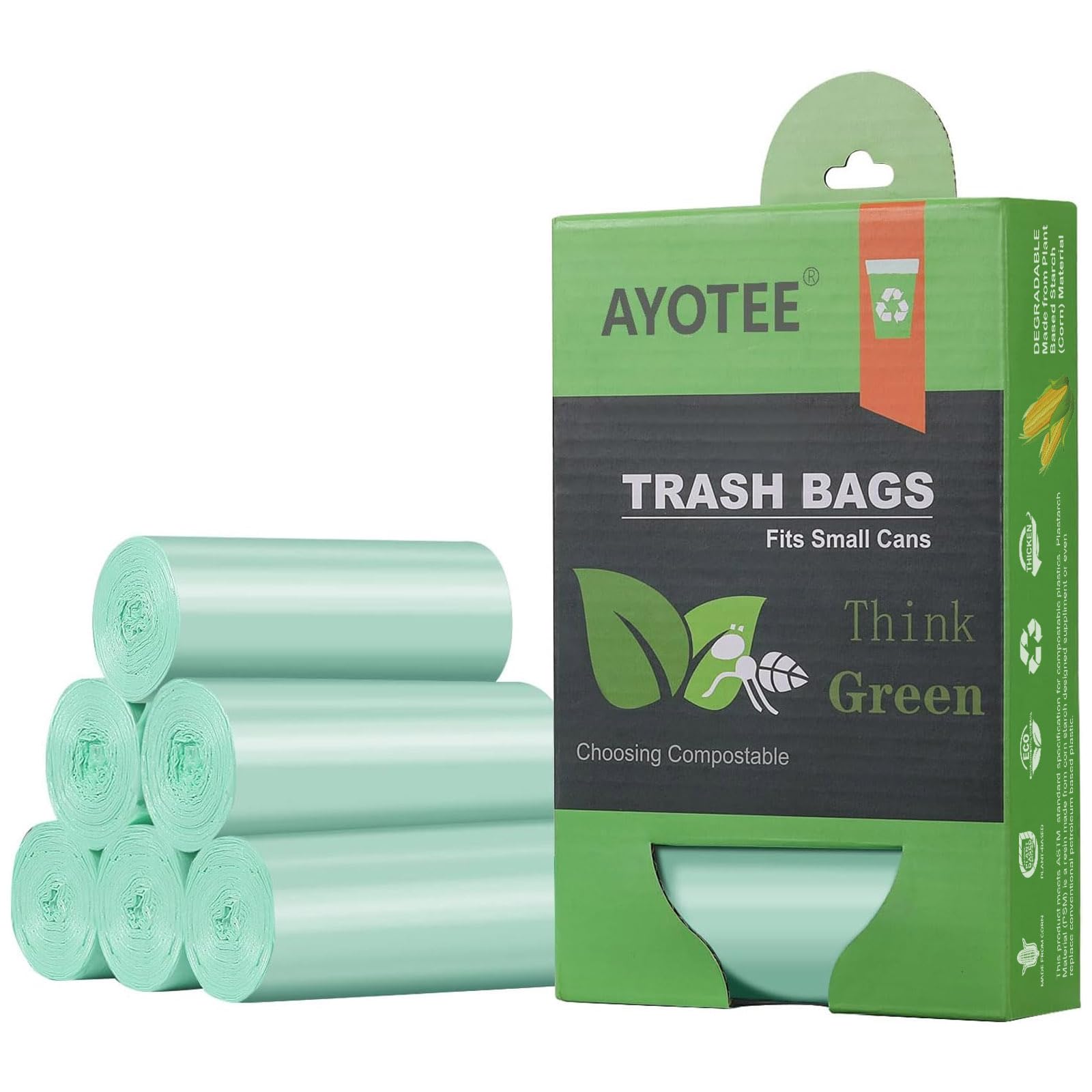 1.2 Gallon Small Trash Bags Compostable Garbage Bags (125 Count)