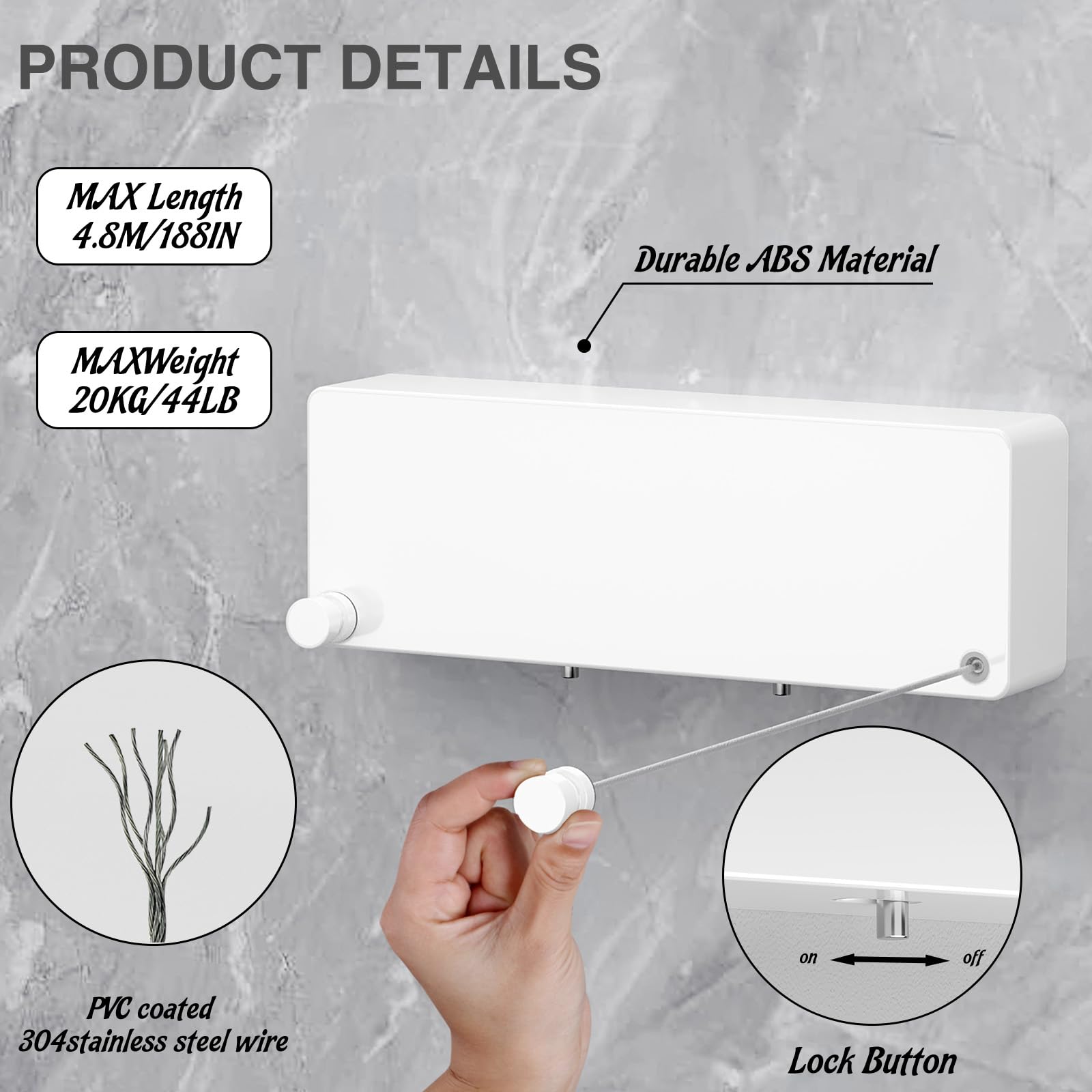 Retractable Clothesline Indoor (15.8 Foot)