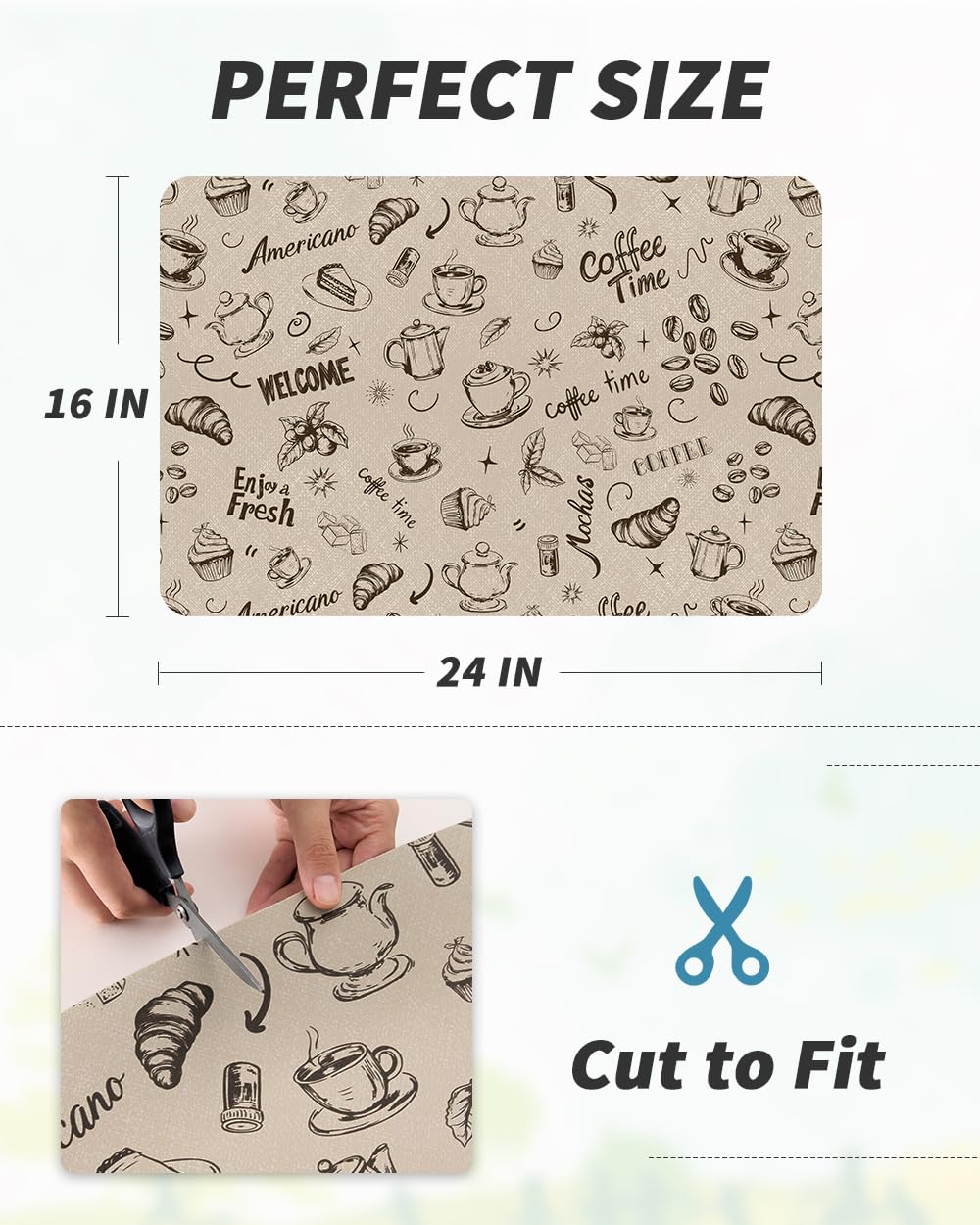 Coffee Mat Hide Stain Rubber Backed Absorbent Dish Drying Mat for Kitchen Counter