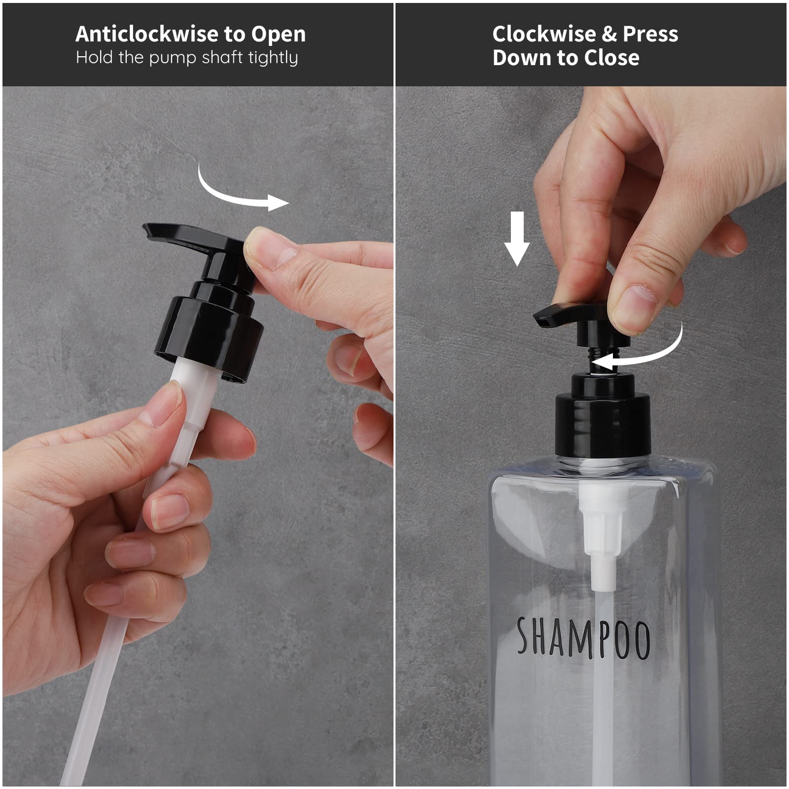 Clear Square Shampoo Bottles (3 Count)