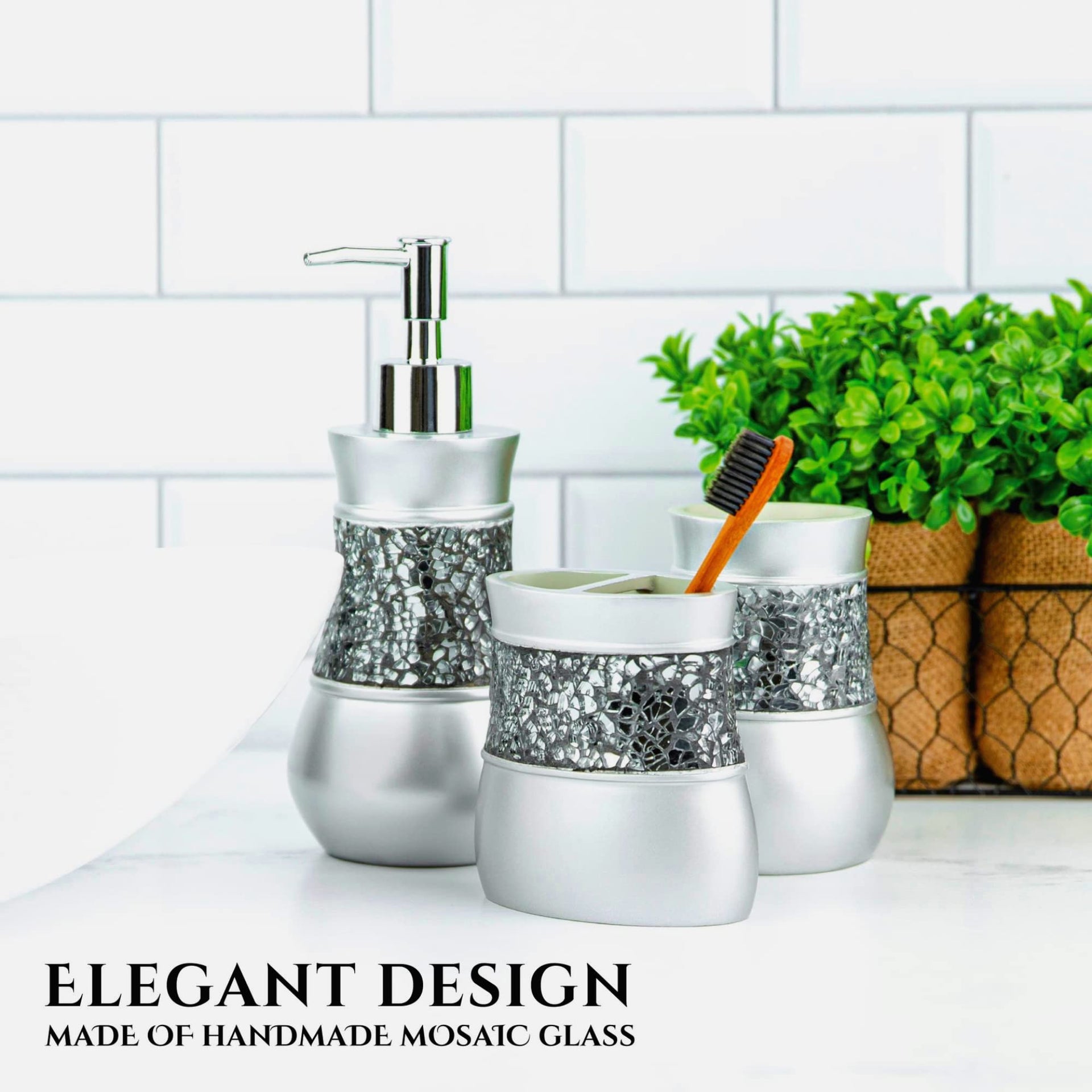 Crackled Glass Bathroom Tumbler Cup
