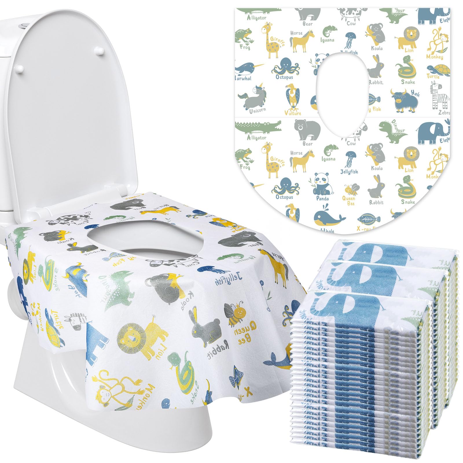 50 Packs Disposable Toilet Seat Covers Extra Large Individually Wrapped for Kids and Adults