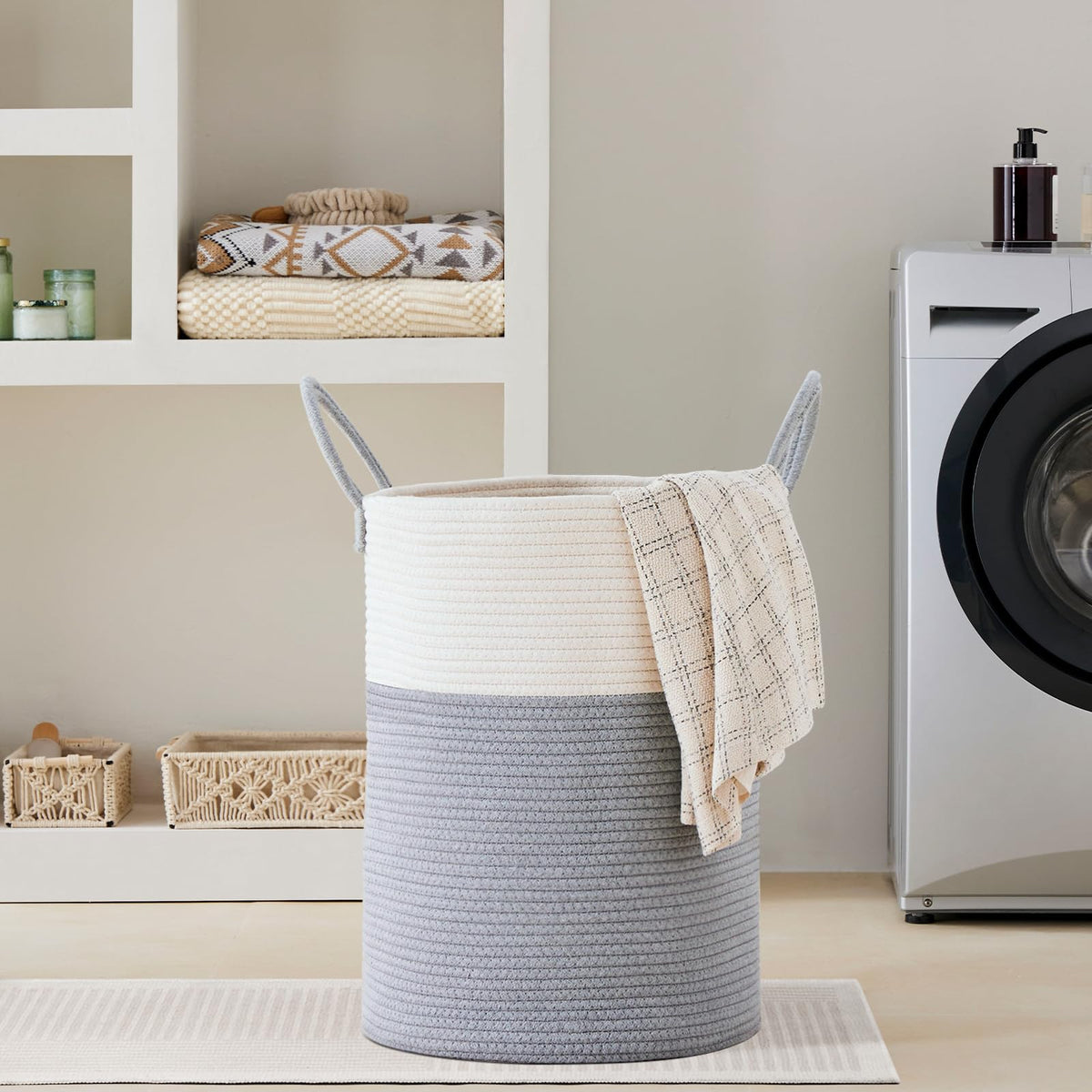 100L Extra Large Woven Laundry Basket Hamper