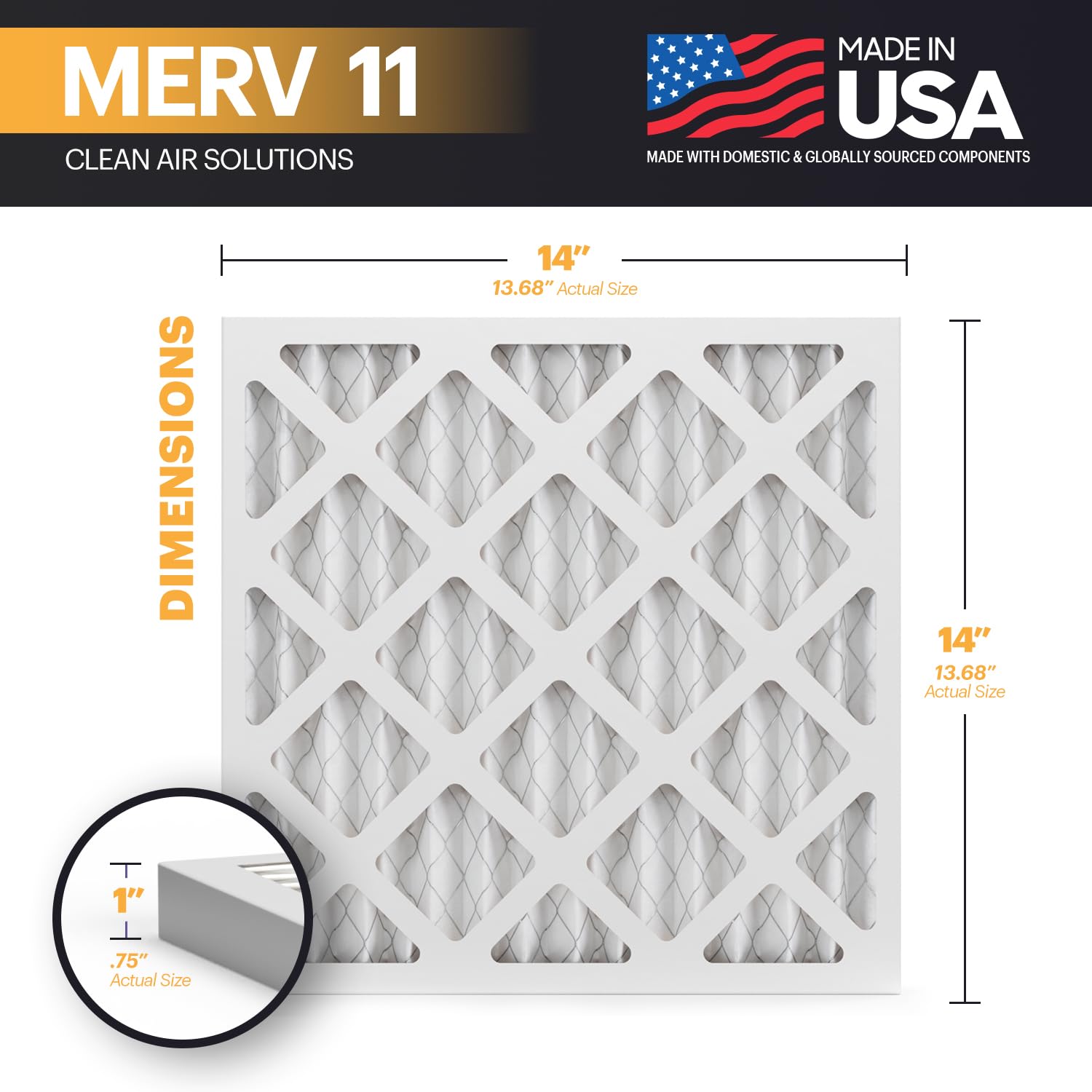 TruFilter 14x14x1 Air Filter MERV 11 (6 Count)