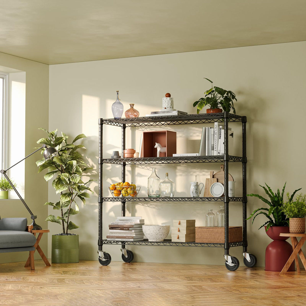 4 Tier Adjustable Heavy Duty Metal Storage Shelving Unit (4 Count)