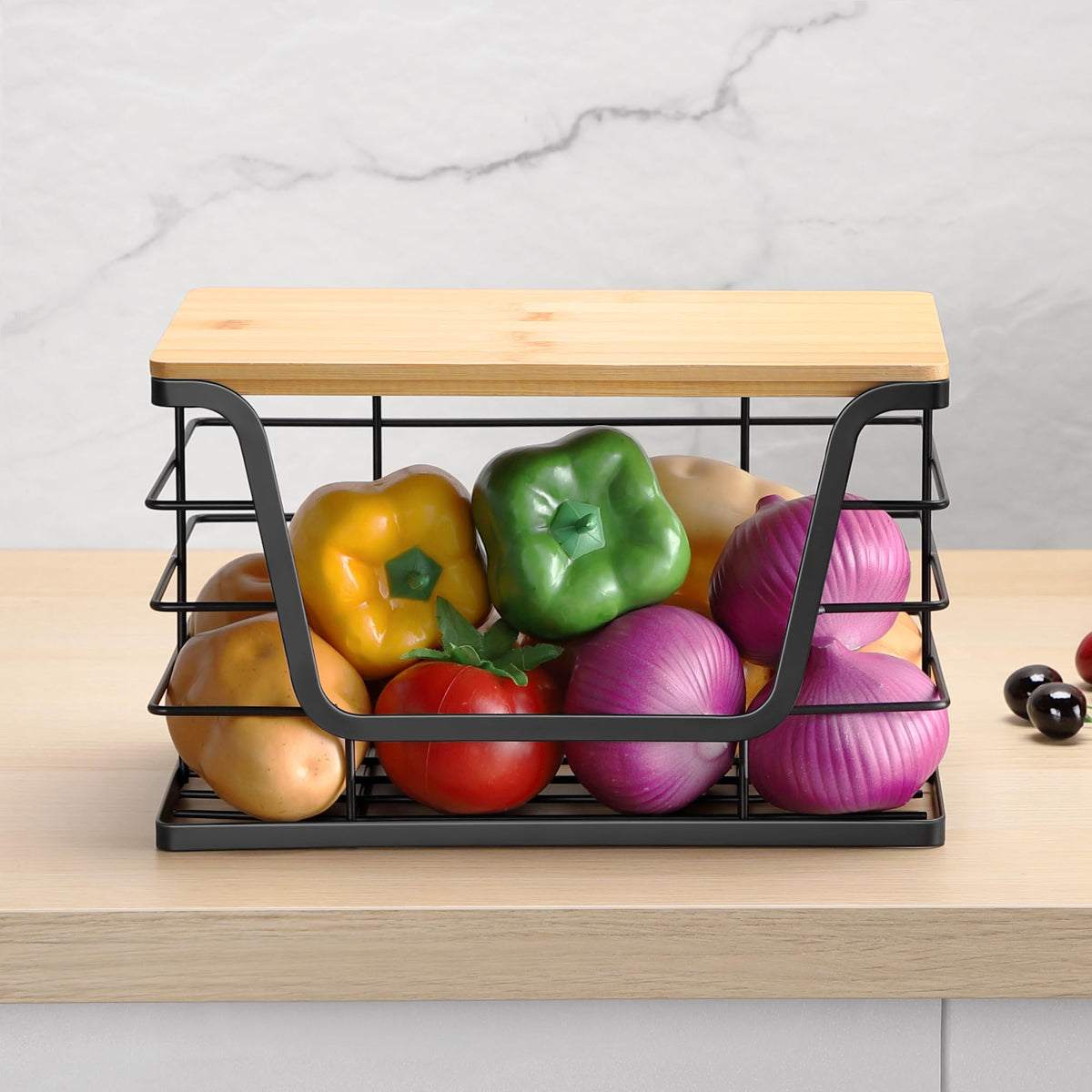 Extra Large Trash Bag Holder Dispenser With Bamboo Top