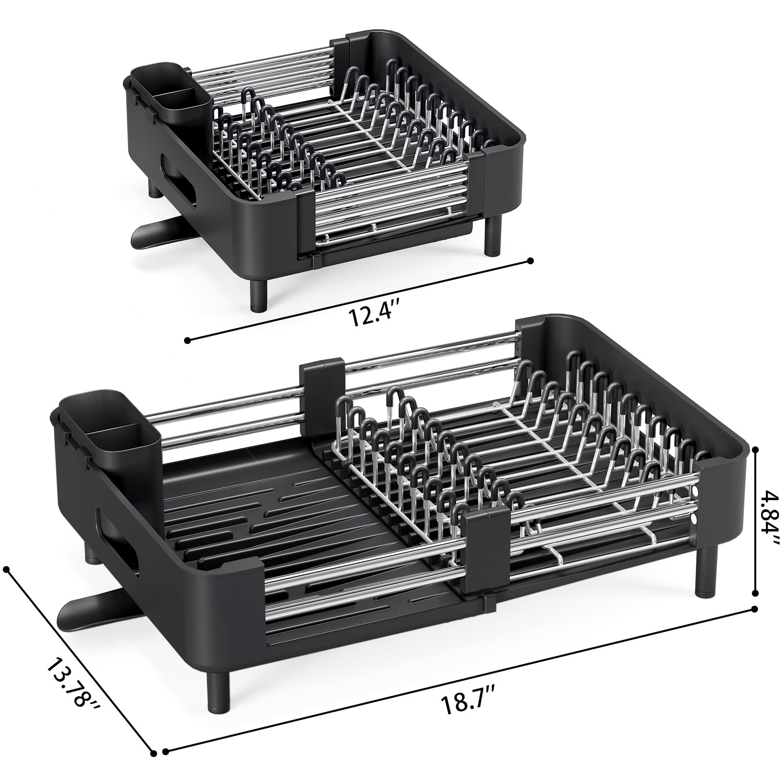 Extendable Stainless Dish Drying Rack for Kitchen Counter