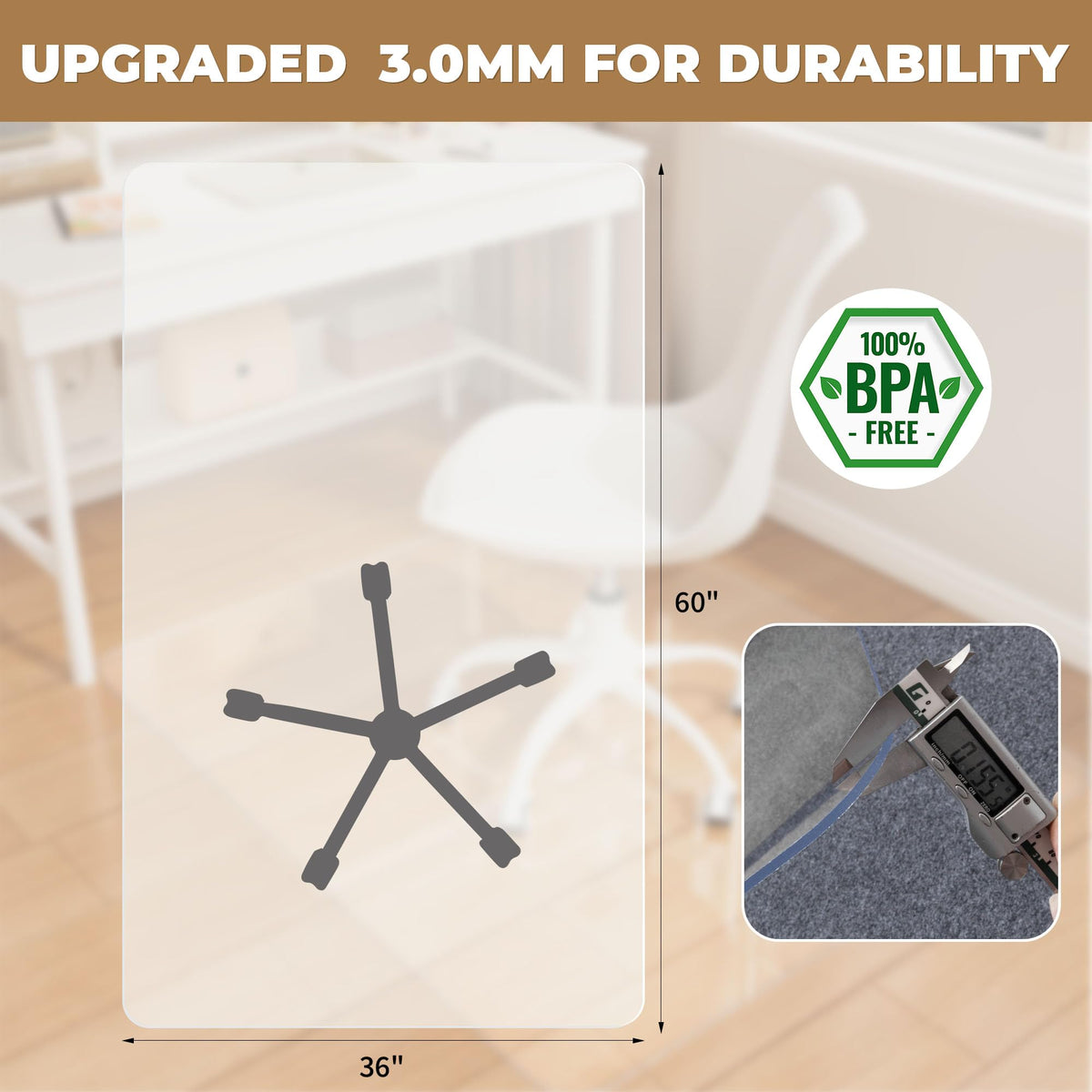 Office Chair Mat for Medium Pile Carpets