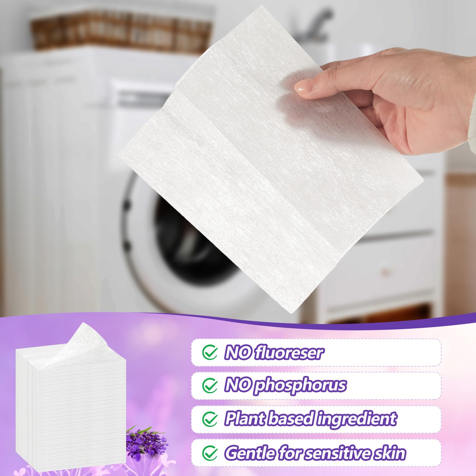 600 Count Dryer Sheets Bulk Fabric Softener Lavender Scent Dryer Sheets Naturally Softens and Removes Static Cling