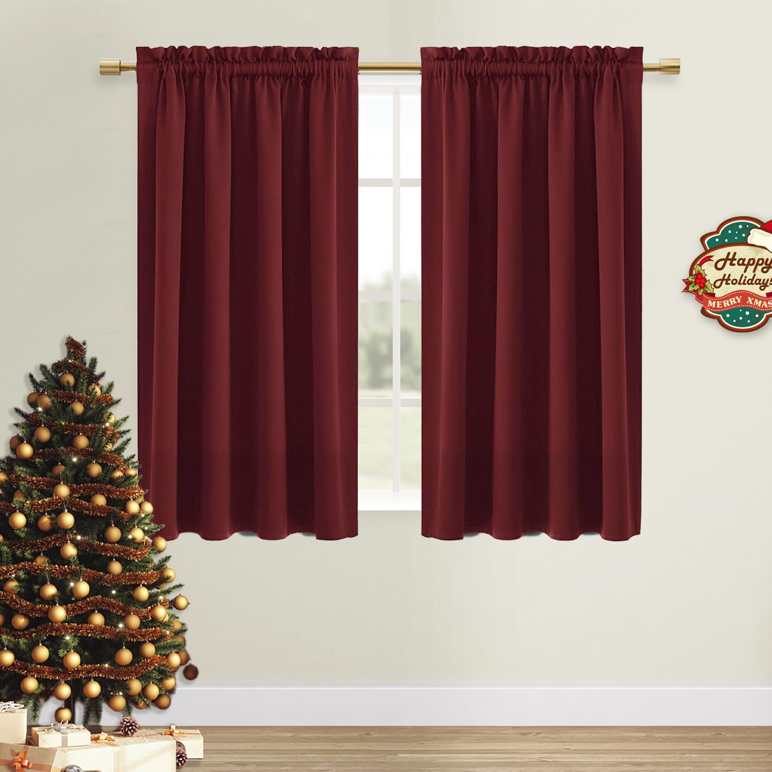 Blackout Curtains for Bedroom Living Room 38 x 54 Inch Long Burgundy (2 Count)