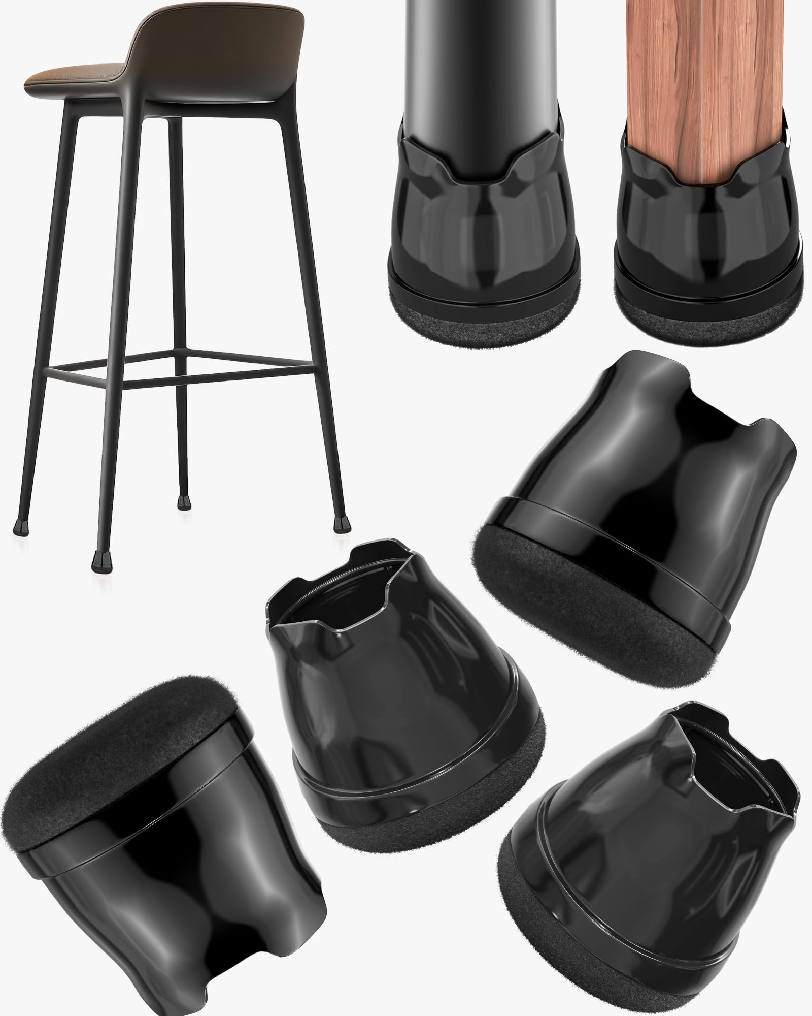 24 Pack Silicone Chair Leg Floor Protectors for Hardwood Floors (24 Count)