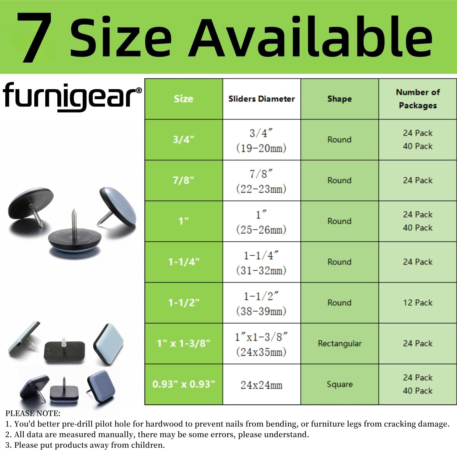 Furniture Glides Sliders (40 Count)