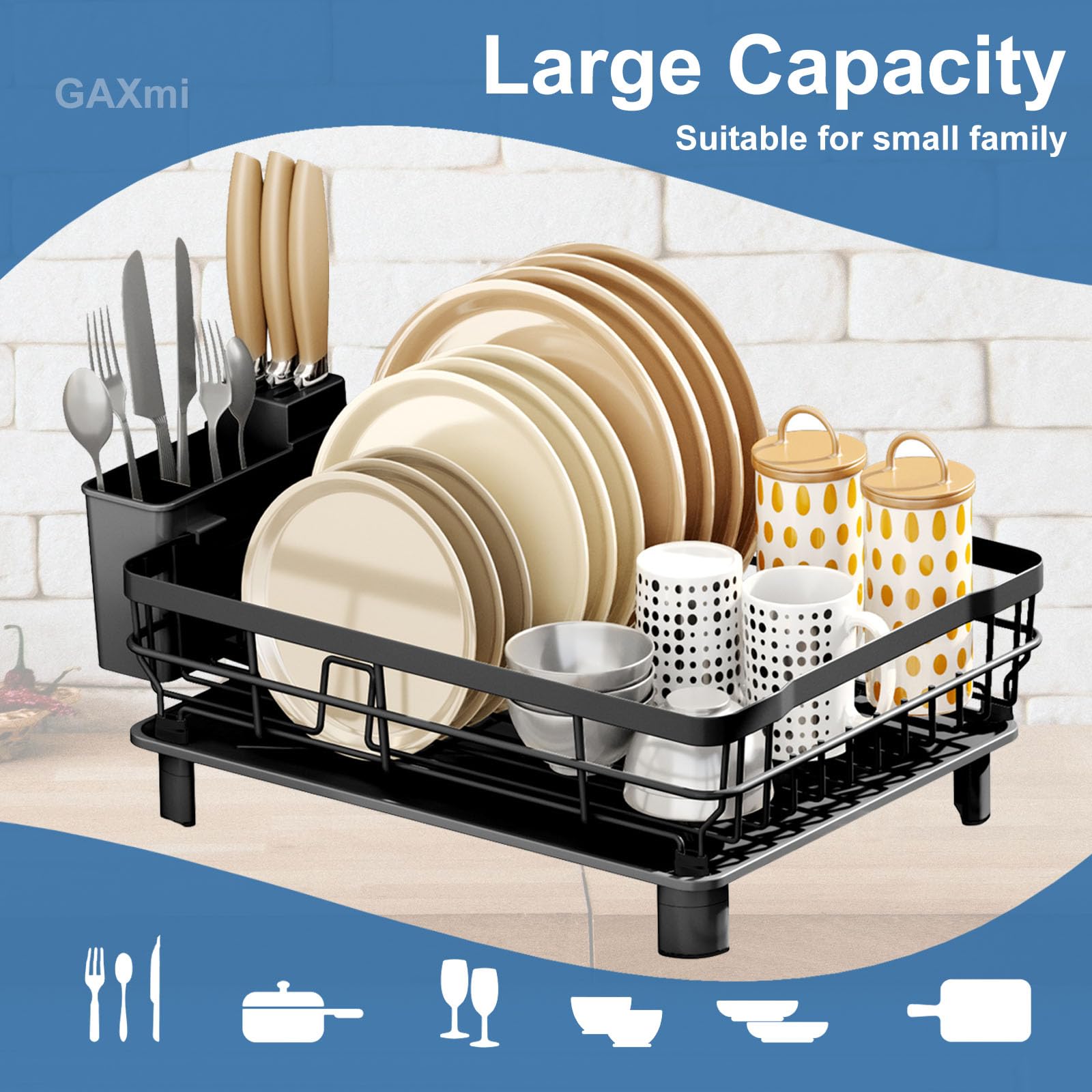 Dish Drying Rack with Drainboard for Kitchen Countertop 1