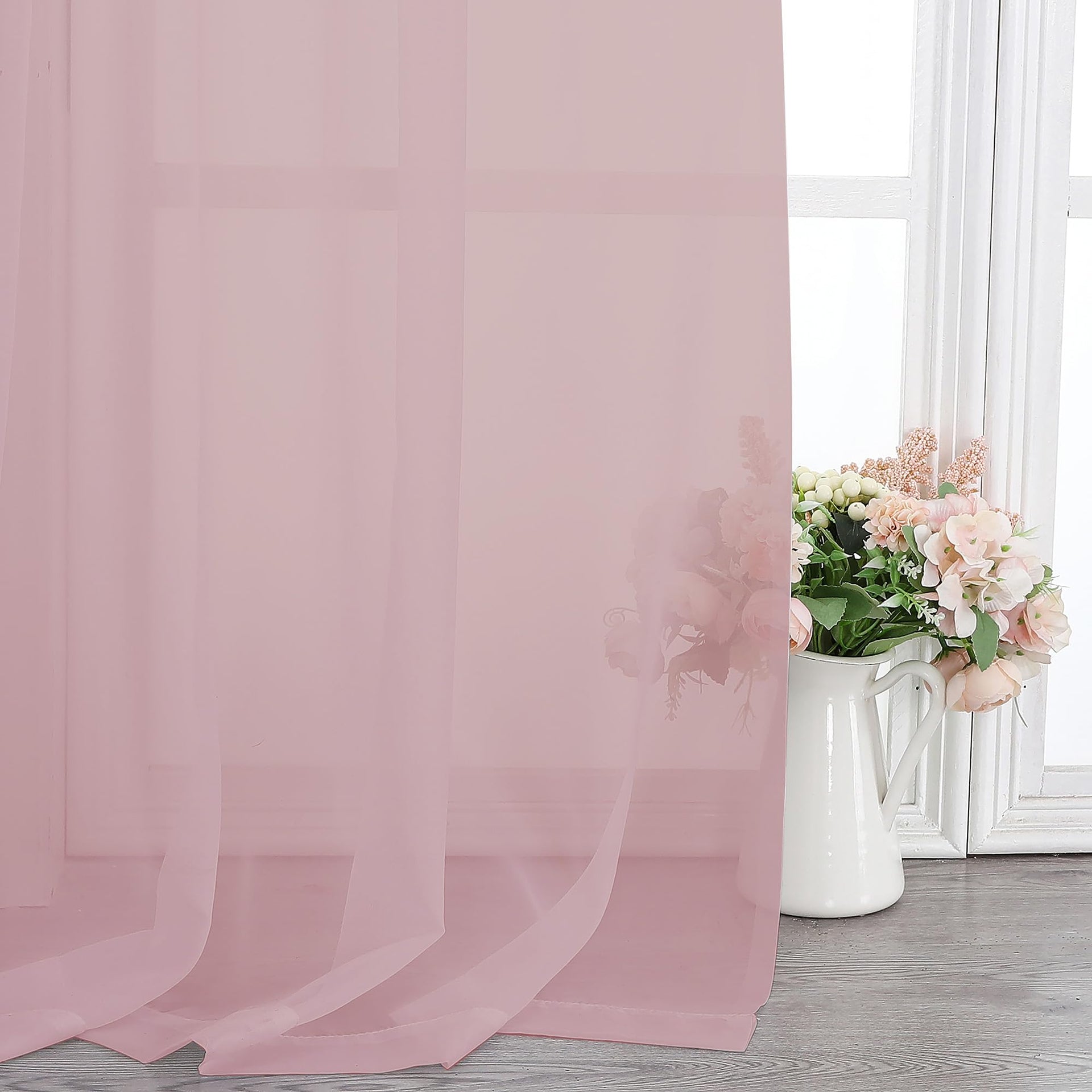 Sheer Blush Pink Curtains 90 inches Long 2 Panels (2 Count)