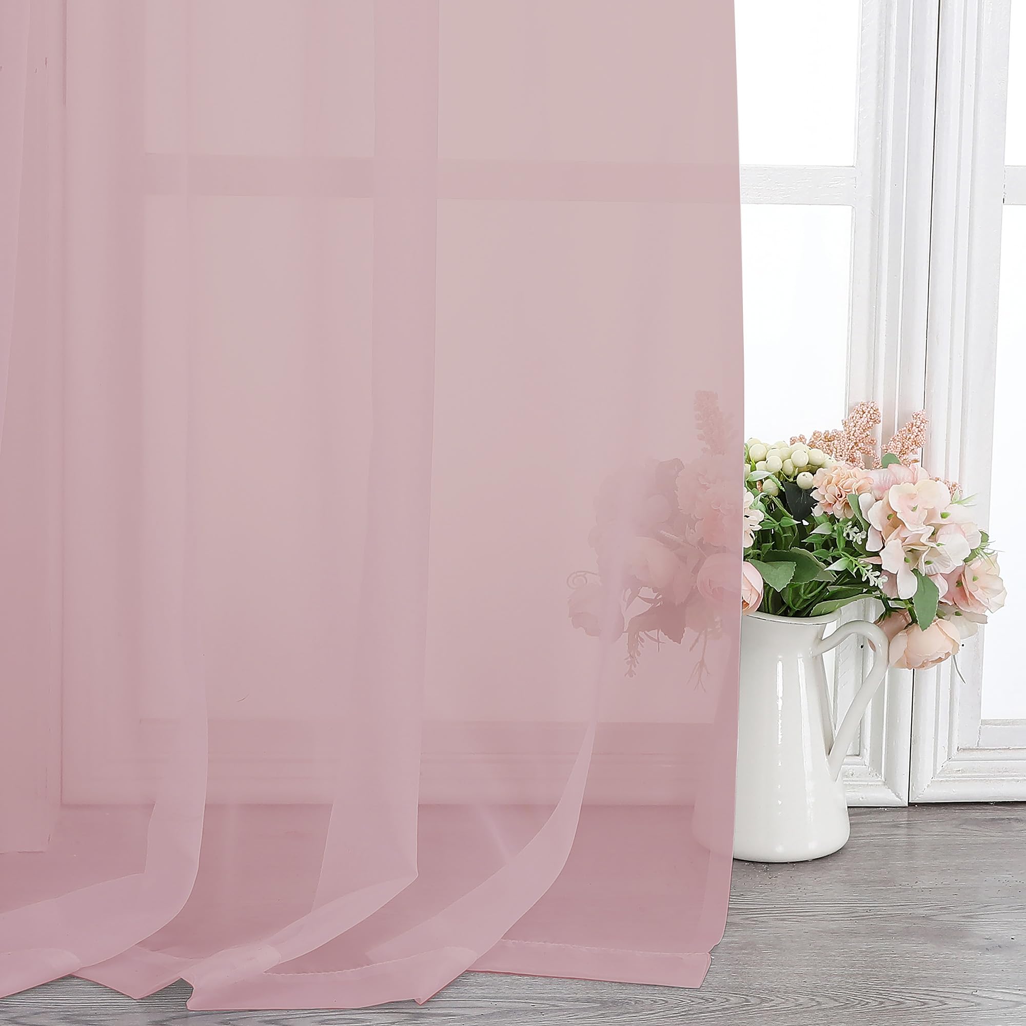 Blush Pink Sheer Curtains 108 Inches Long (2 Count)