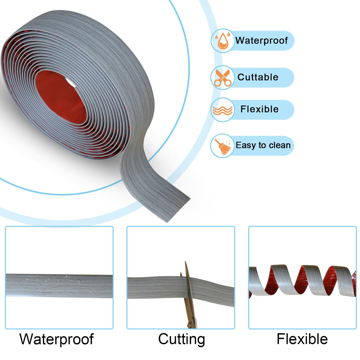 Floor Door Flat Transition Strip & Self Adhesive Floor Vinyl Floor Edge Trim Laminate Floor Gap Covering Joining Strip