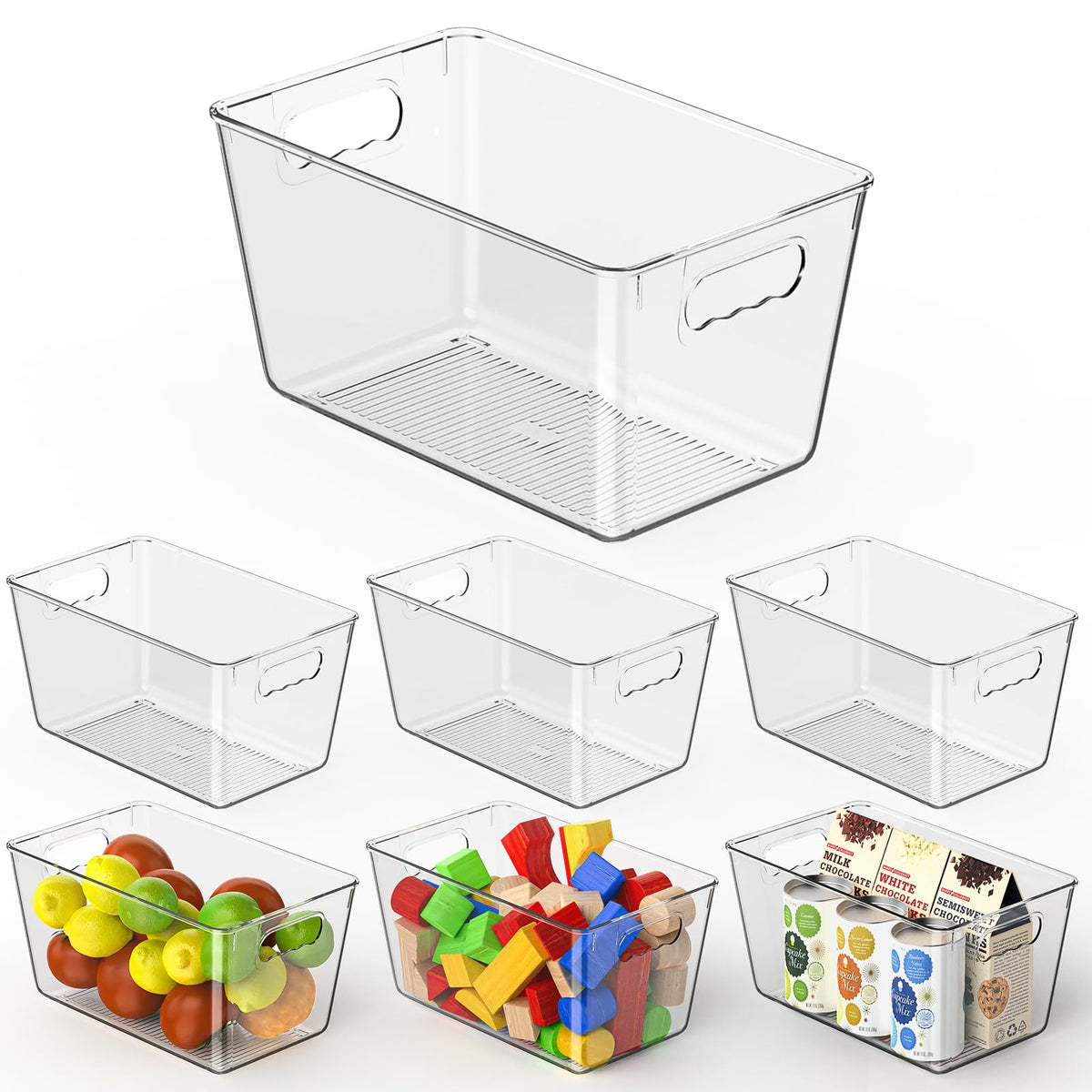 Clear Fridge Organizer Bins with Handles
