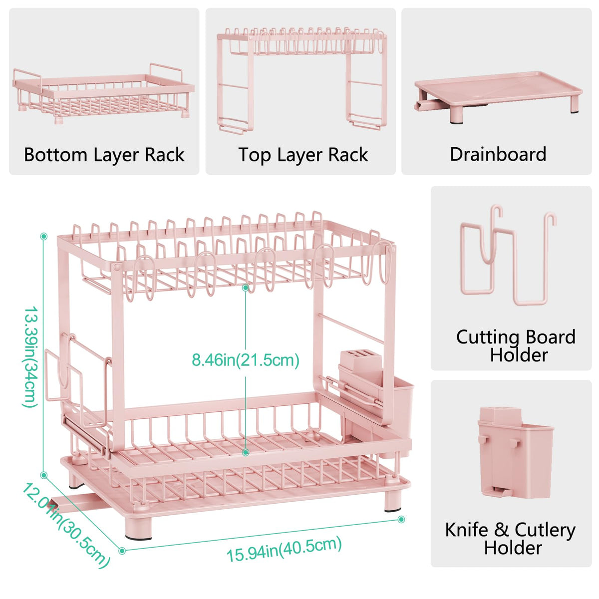 2 Tier Dish Drying Rack for Kitchen Counter
