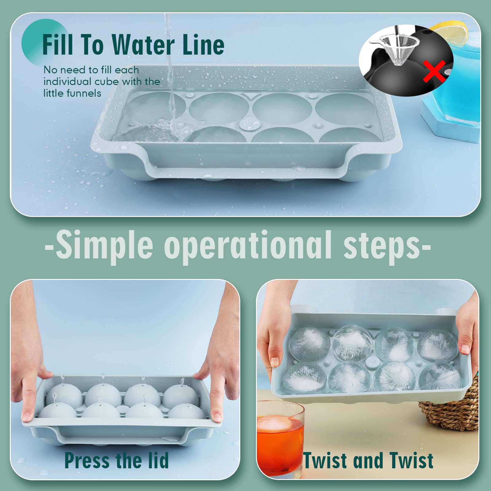 2.5 Inch Large Ice Cube Molds (34.4 Ounce)