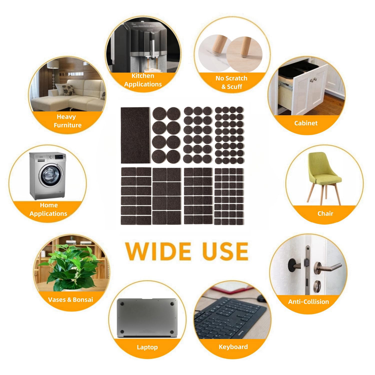 Felt Furniture Pads for Hardwood Floors 129 Piece (129 Count)